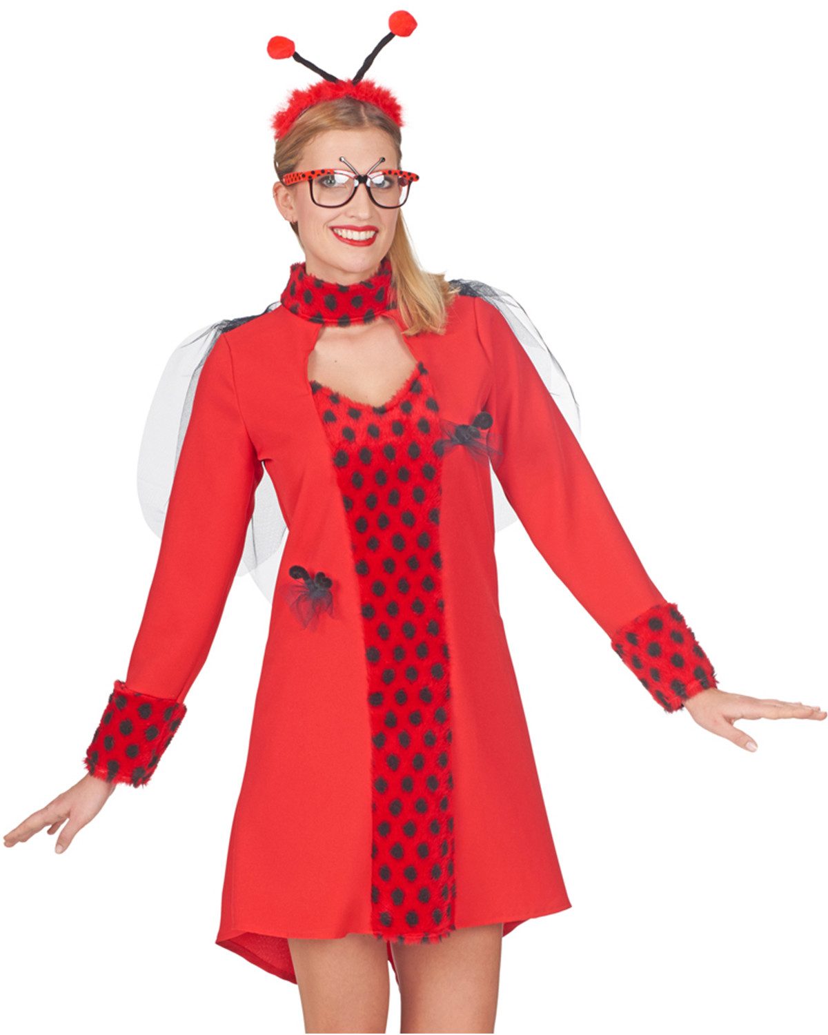 andrea-moden Kostüm Marienkäfer 'Bella' Kleid für Damen, Rot Schwarz