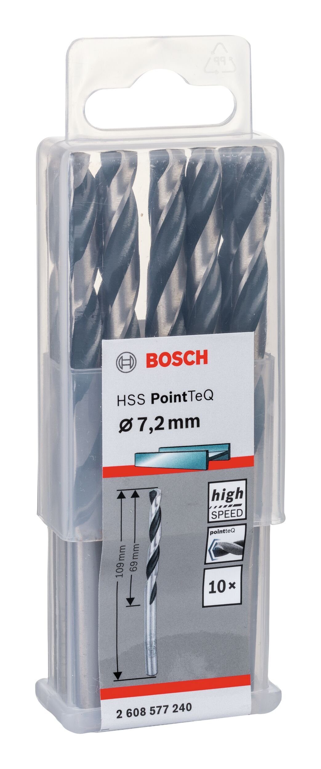 (10 mm PointTeQ 7,2 10er-Pack - (DIN 338) - Metallbohrer, HSS Metallspiralbohrer BOSCH Stück),