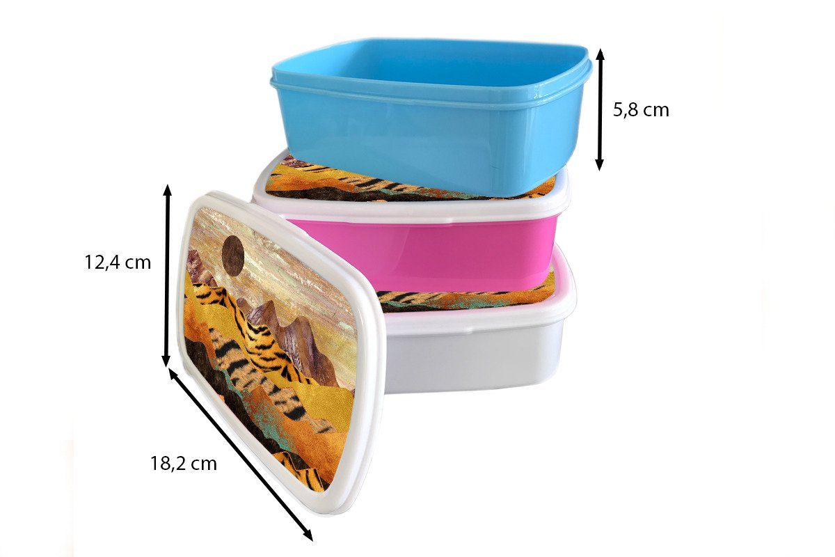 Kunststoff, - Gold, für Tigerdruck - Erwachsene, weiß und Marmor (2-tlg), für Mädchen Jungs Kinder und Lunchbox MuchoWow Brotbox Brotdose,