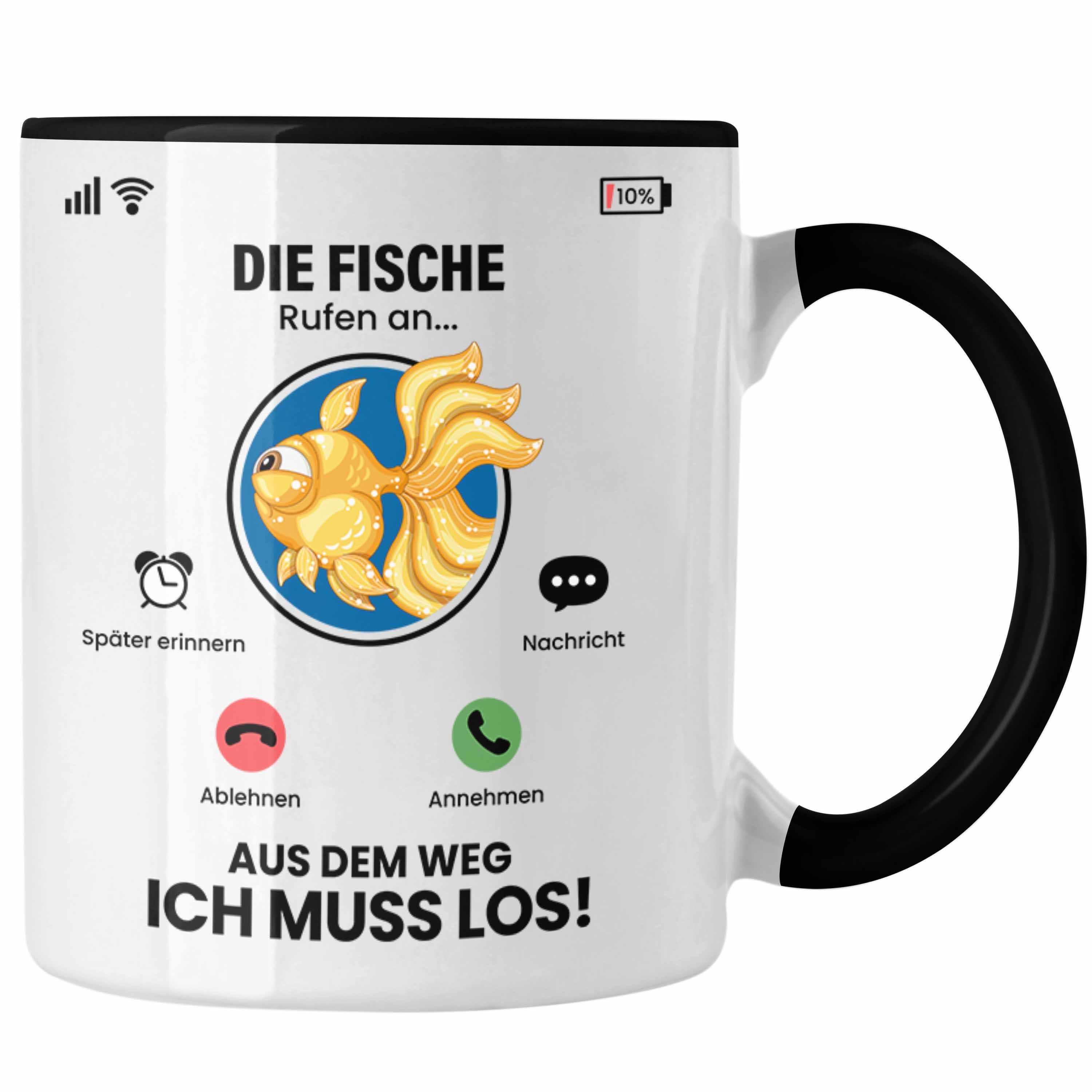 Trendation Tasse Die Fische Rufen An Tasse Geschenk für Fische Züchter Besitzer Geschen Schwarz