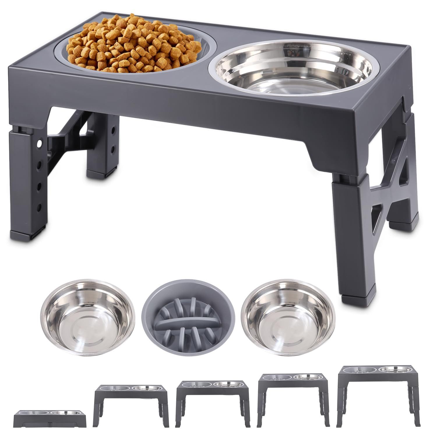 Futterstation Faltbarer Hundenäpfe, Futterstation Hund Höhenverstellbar