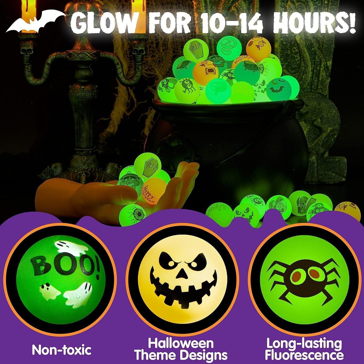 LuxusKollektion Flummi 100 Stück Halloween Flummis leuchten im Dunkeln 32mm Springbälle