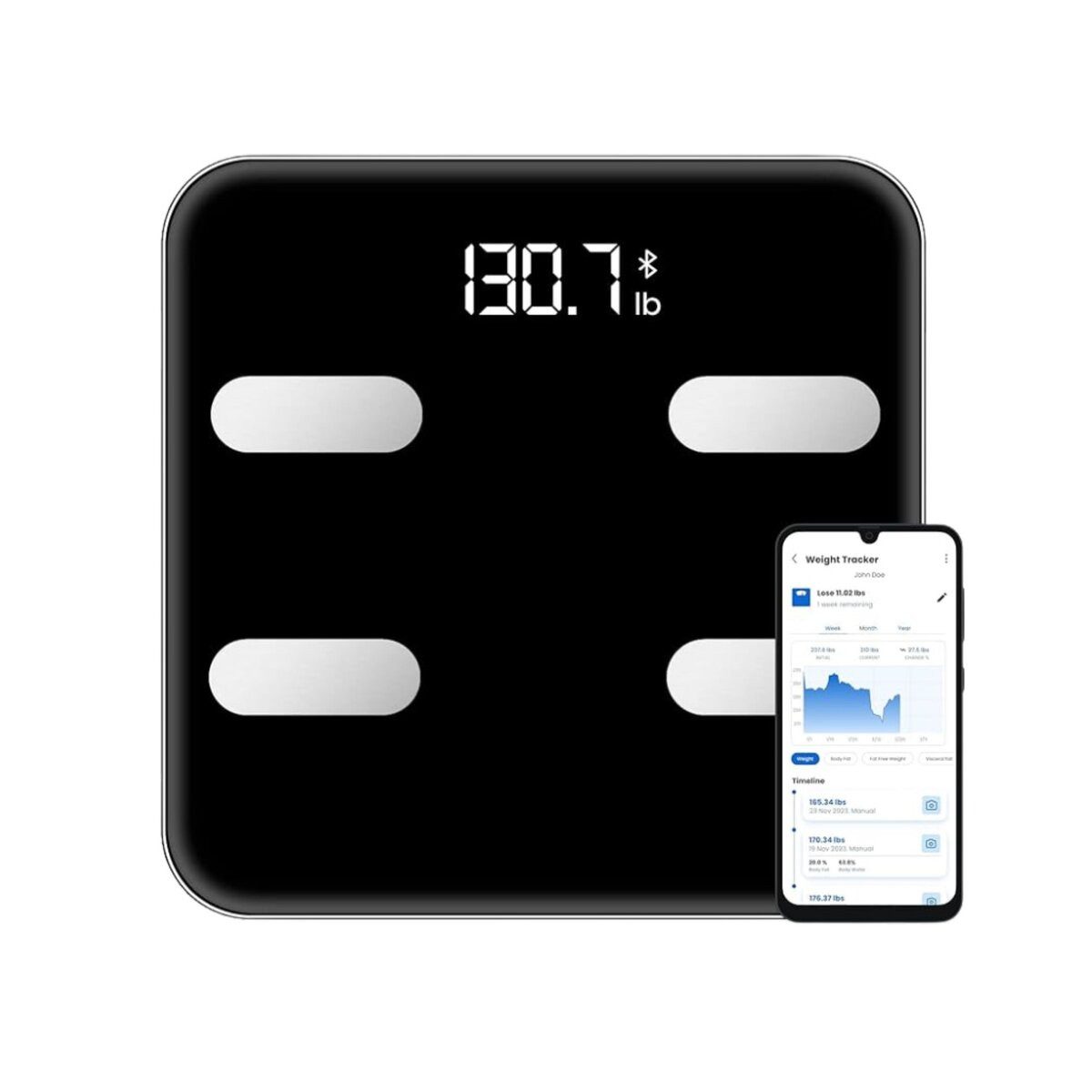 Wisam Körper-Analyse-Waage Smart Personenwaage Bluetooth BMI BMR Analyse Waage