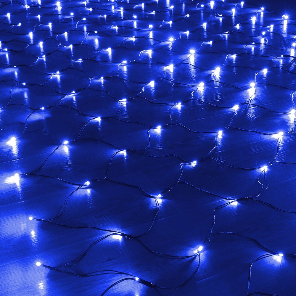 Rosnek LED-Lichternetz Solar Wasserdichte Mesh Lichterkette für Weihnachten  Party Garten deko, 1.5*1.5M/3*2M, Solar Lichternetz Außen Inner mit 8 Modi