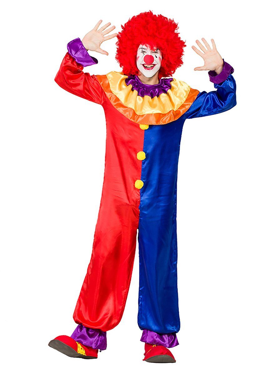Boland Clown-Kostüm Clown Kostüm Faschingskostüm Herrenkostüm Karneval, Satinglänzender Overall für Karnevalclowns