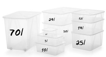 ROTHO Aufbewahrungsbox Lona 3er-Set Aufbewahrungsbox 70l mit Deckel und Rollen, lebensmittelechter Kunststoff (PP) BPA-frei (Aufbewahrungsset, 3er-Set)