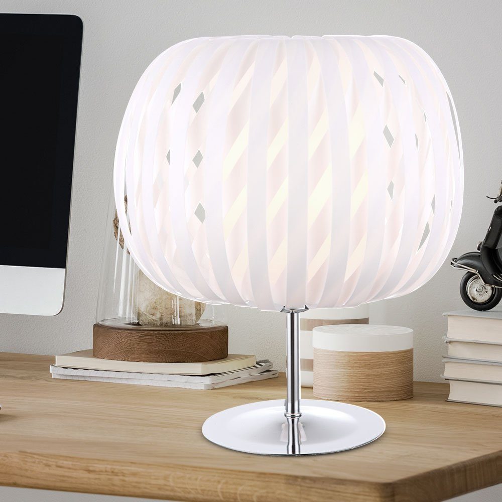 etc-shop LED Tischleuchte, Wohn Zimmer Leuchte Leuchtmittel weiß inklusive, Lampe Chrom Tisch Fernbedienung Warmweiß, Farbwechsel