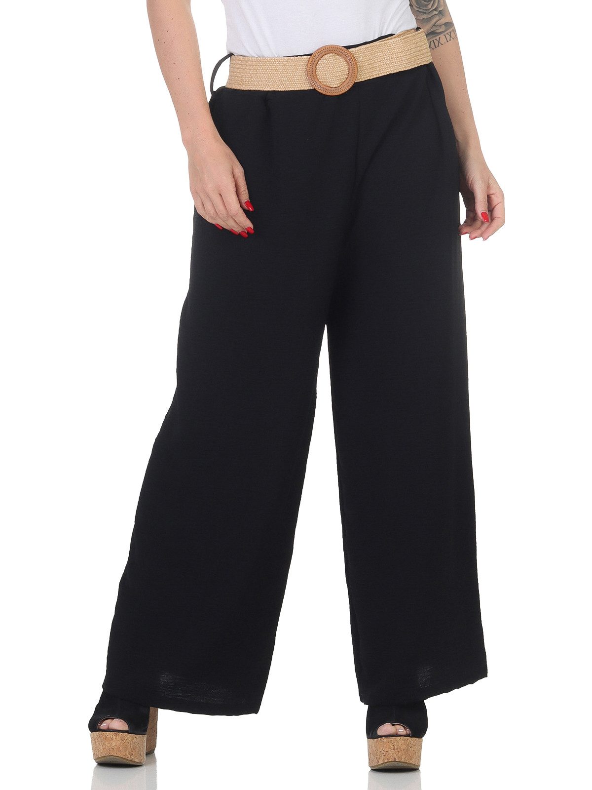 Stoffhose Damen Schlaghose 2576 34-38 Schwarz