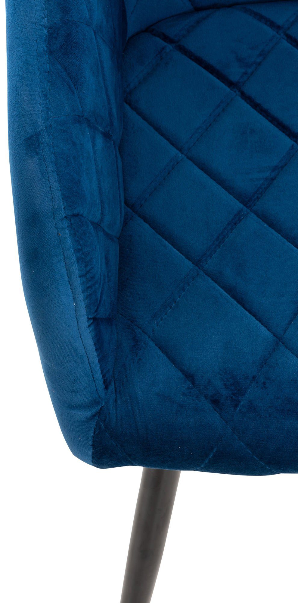 TPFLiving Esszimmerstuhl - Konferenzstuhl Gestell: Samt Sitzfläche: Sitzfläche blau gepolsterter mit - Shyva (Küchenstuhl Esstischstuhl - Wohnzimmerstuhl schwarz Polsterstuhl), - hochwertig Metall 