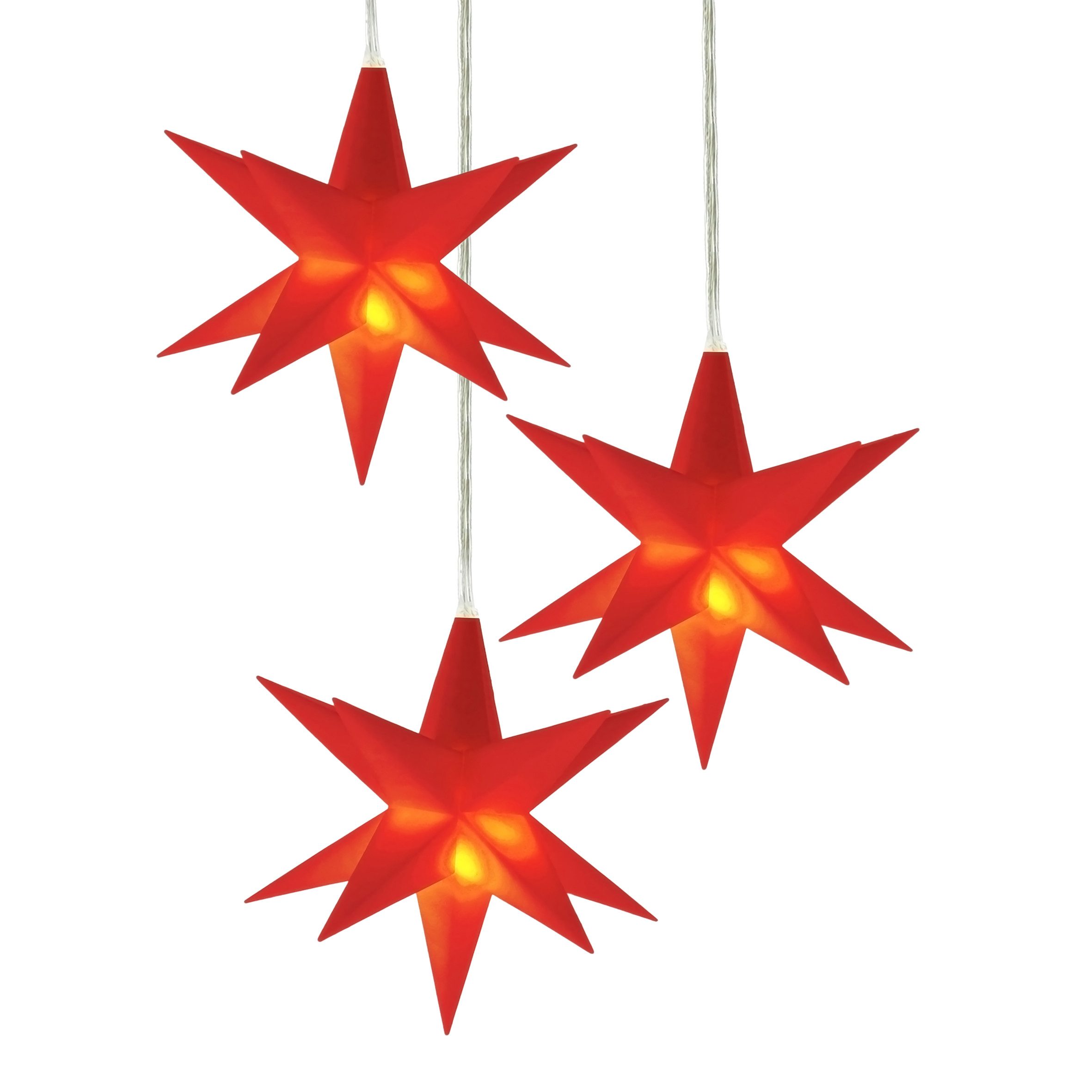 Spetebo Dekostern Weihnachts Leuchtstern 3D 12cm mit Timer - rot, 3 St., Fe günstig online kaufen