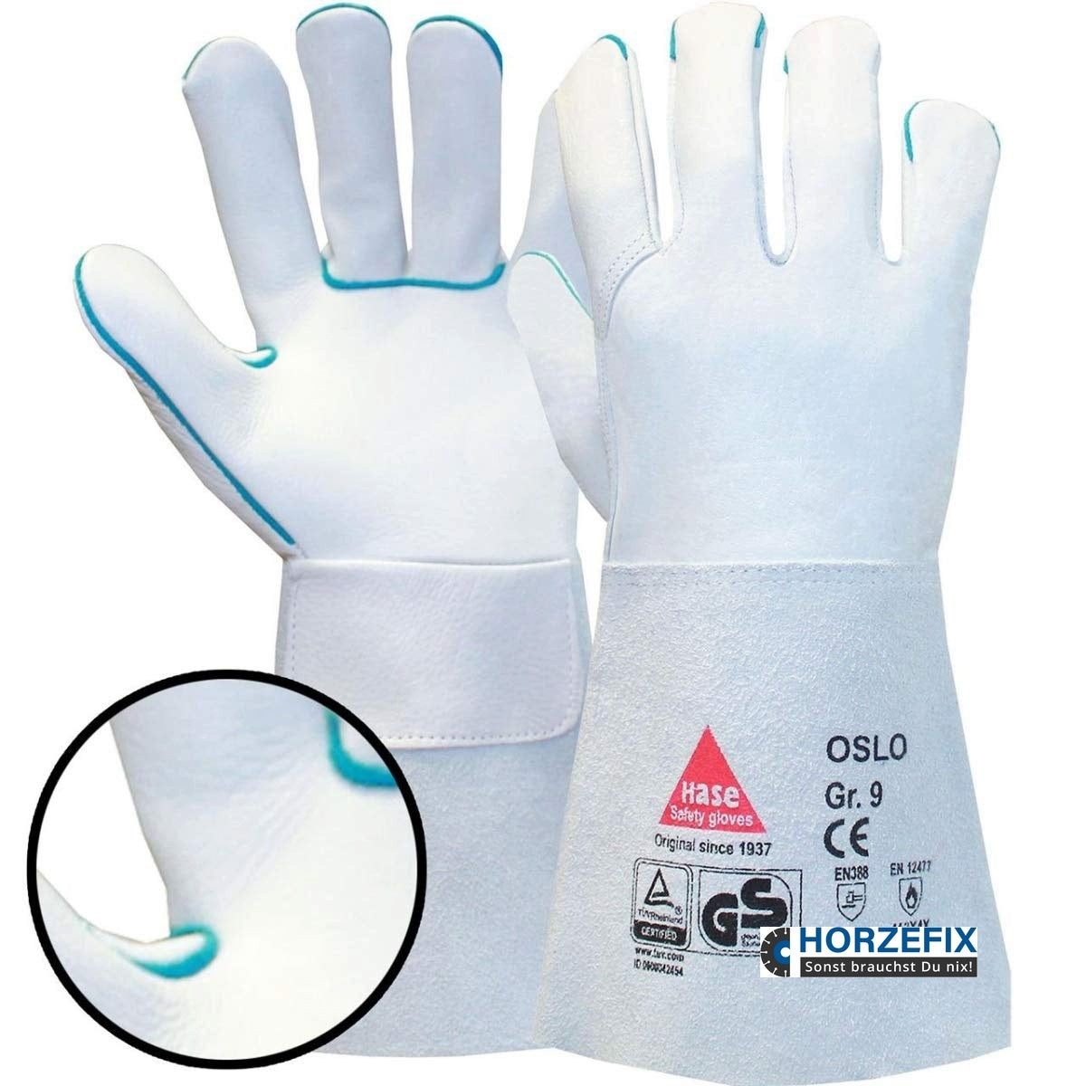 Hase Safety Gloves Arbeitshandschuhe Oslo Schweißerhandschuh Rindnarbenleder (Packung, 6-St., VPE= 6 Paar, Gr. 7-12) Hitzbeständig/Atmungsaktiv