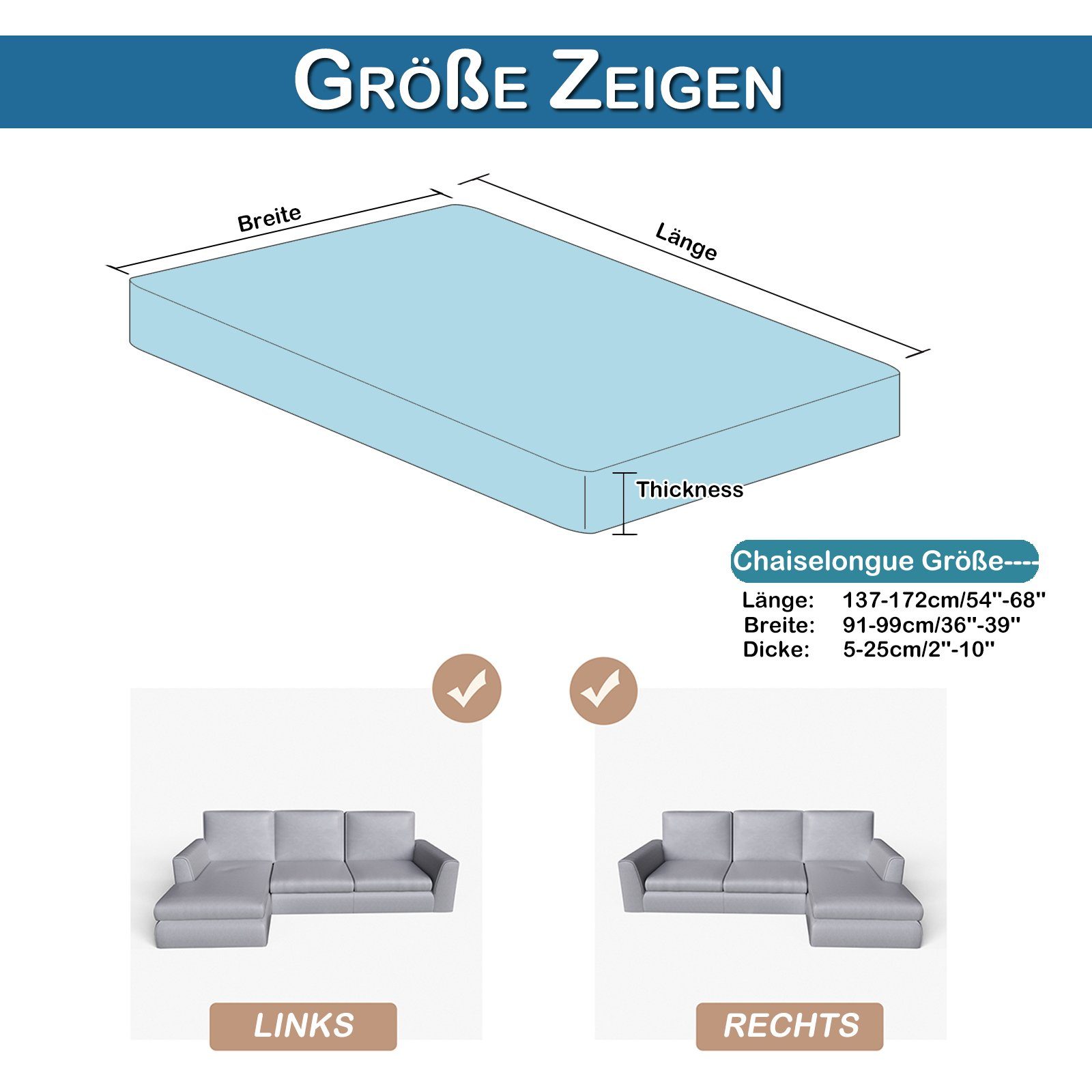 Stretch Loung Set) St *2 Elastic Chaise Sofahusse Sofa Sitzkissenbezug , Blau Samt 3-tlg. BTTO, Sofahusse+Einzelner Schonbezug Sofahusse Couchüberzug(