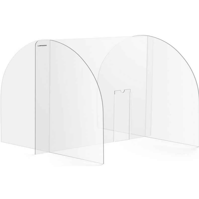 Uniprodo Schutzwand Spuckschutz Acrylglas 82x60 cm Hustenschutz Durchreiche 25x12 cm