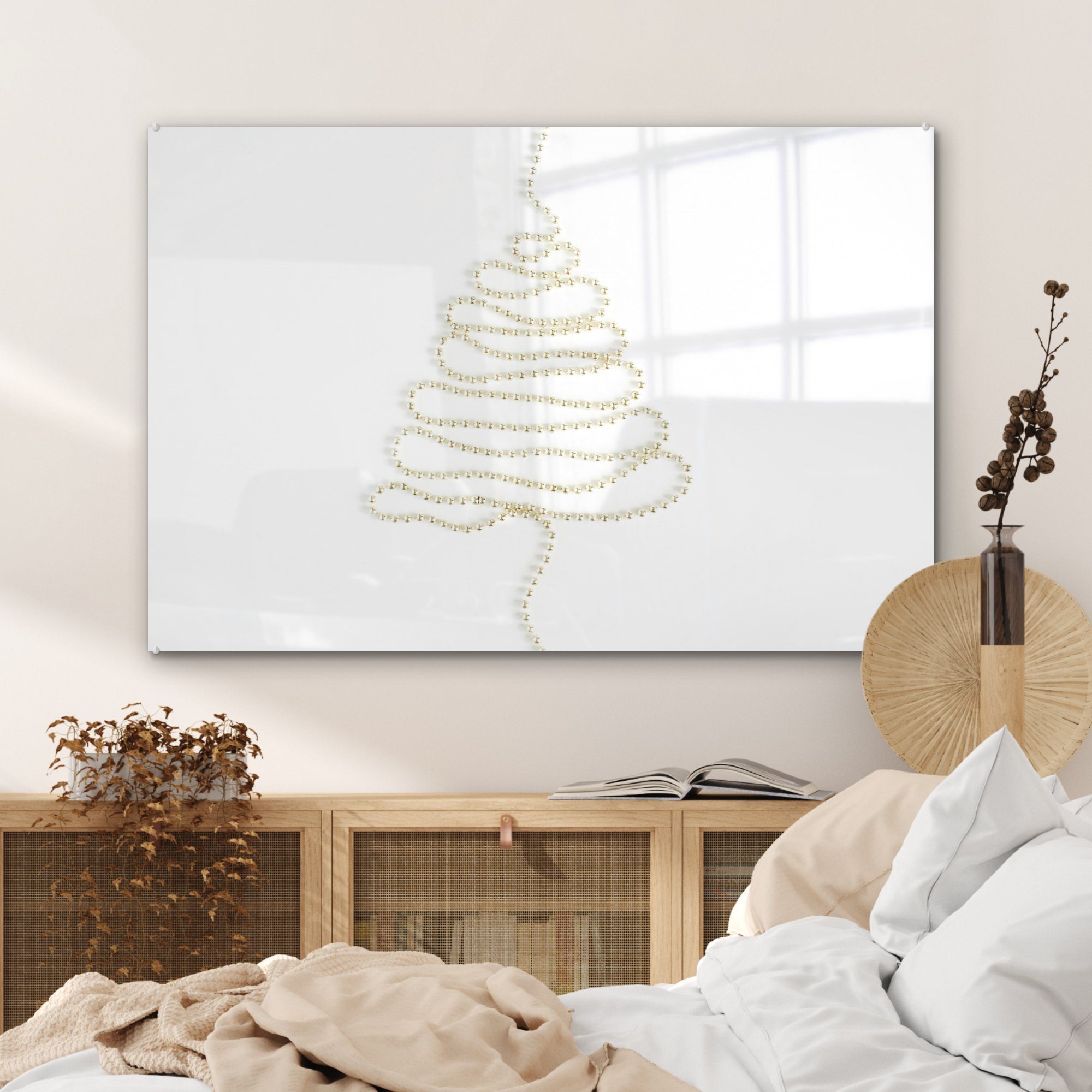 MuchoWow Acrylglasbild Perlen, & St), - Acrylglasbilder - Winter (1 Schlafzimmer Baum Wohnzimmer