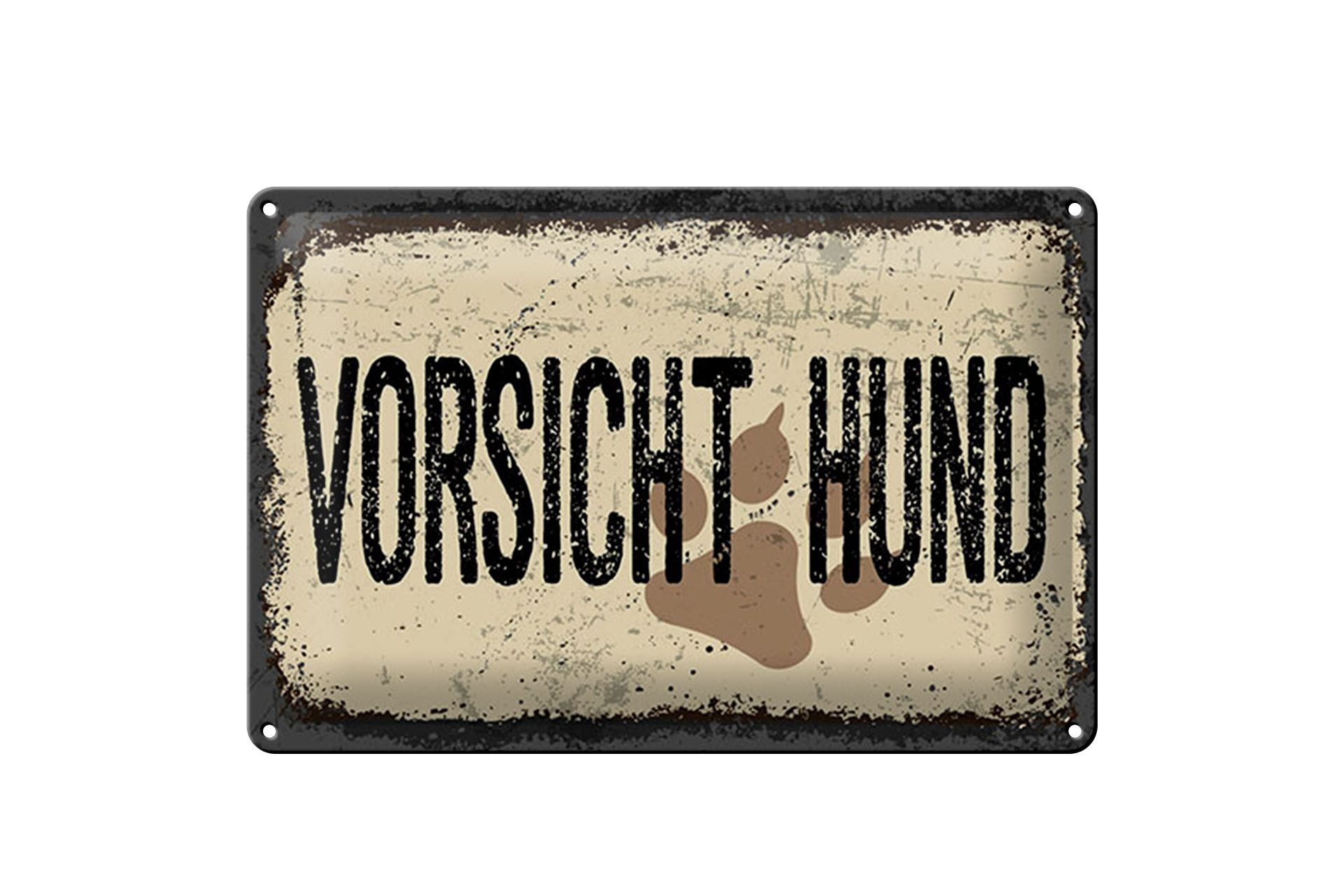 Femer GmbH Metallschild Hinweis 20x30 cm Vorsicht Hund, (1 St), gewölbte Oberfläche, abgerundete Ecken, umgeschlagene Kanten