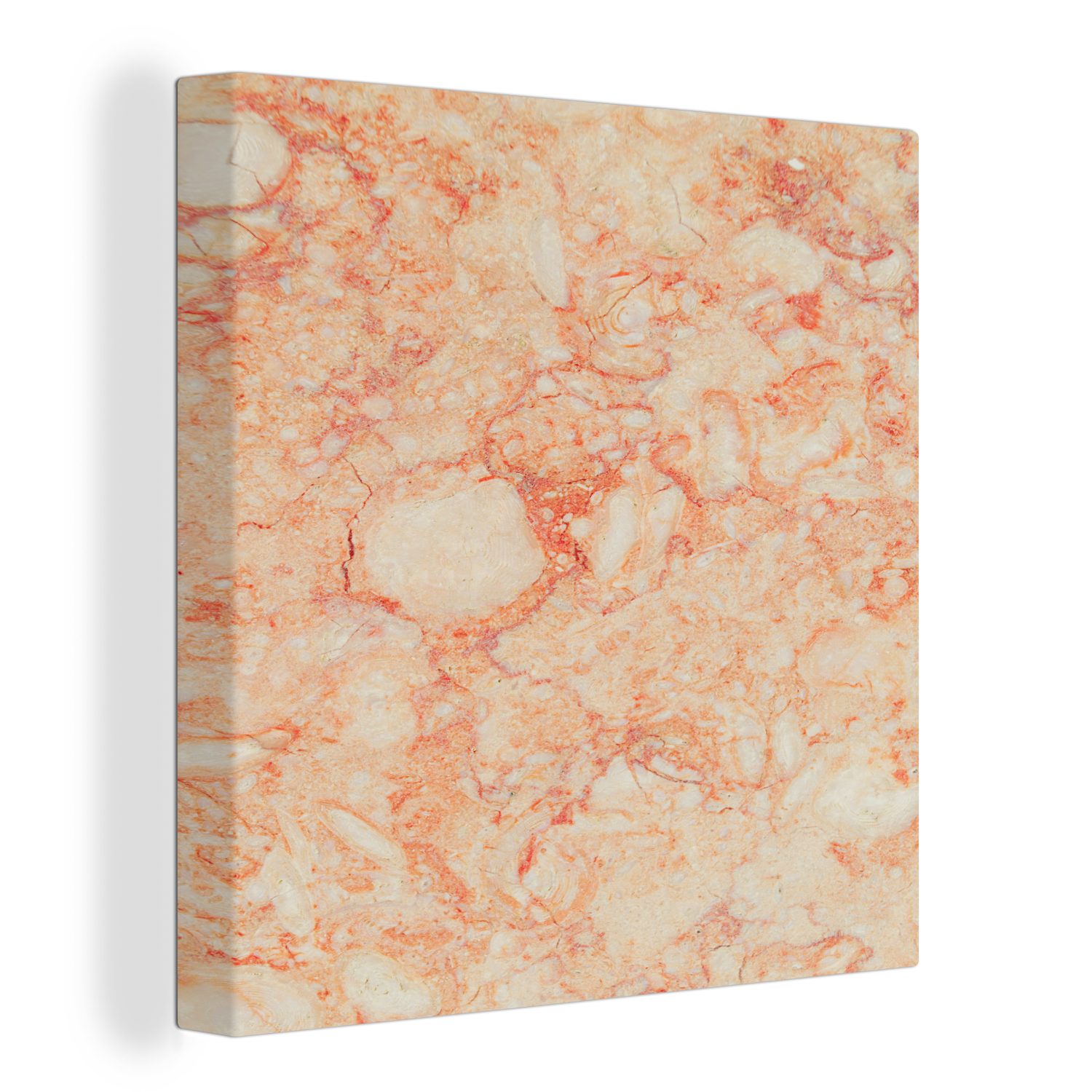 OneMillionCanvasses® Leinwandbild Marmor - Rot - Orange, (1 St), Leinwand Bilder für Wohnzimmer Schlafzimmer