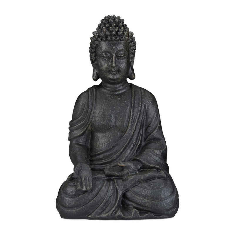 relaxdays Buddhafigur »Buddha Figur sitzend 40 cm«, Dunkelgrau