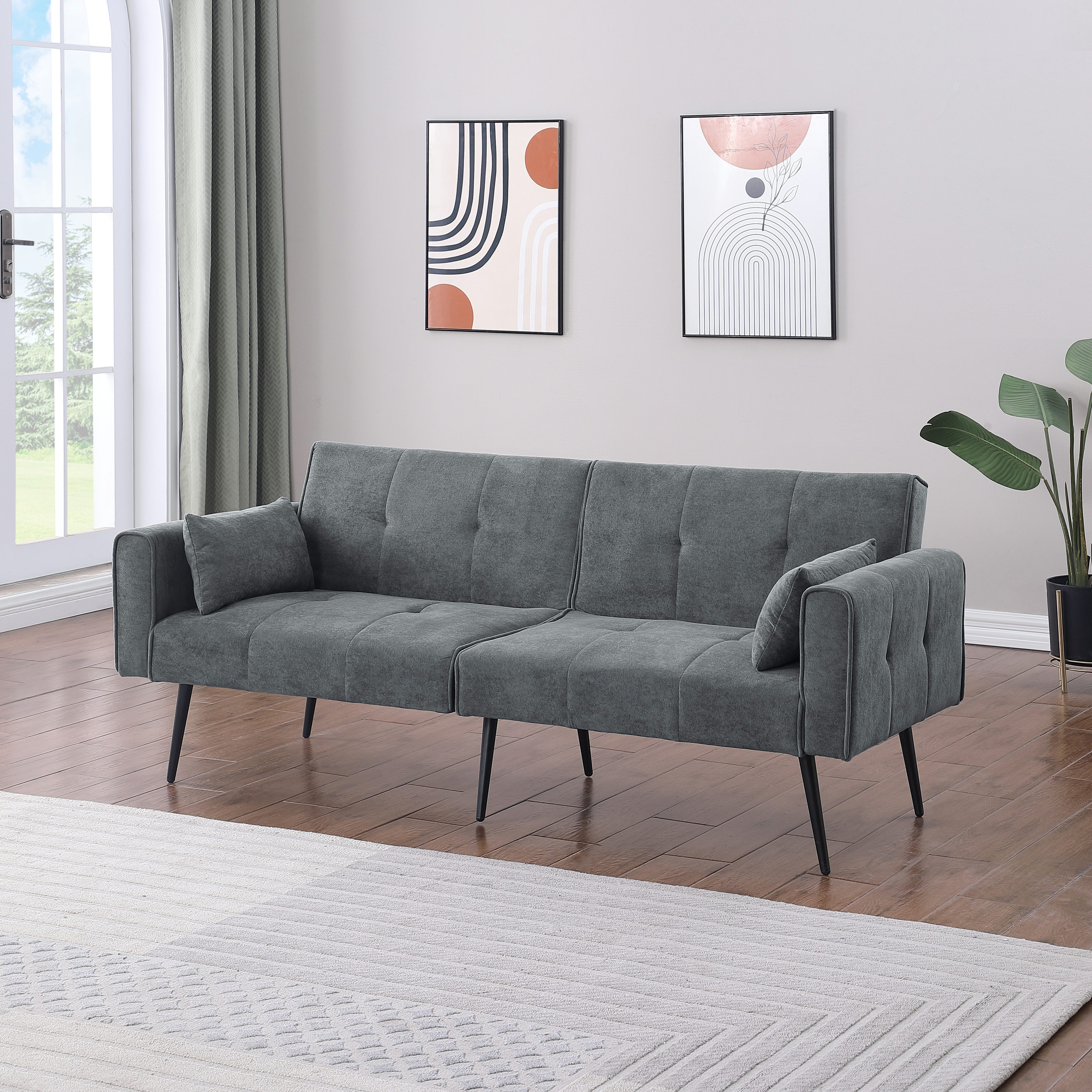REDOM Sofa 68 Zoll Futon Couch mit Schlafsofa-Funktion, Loungesofa