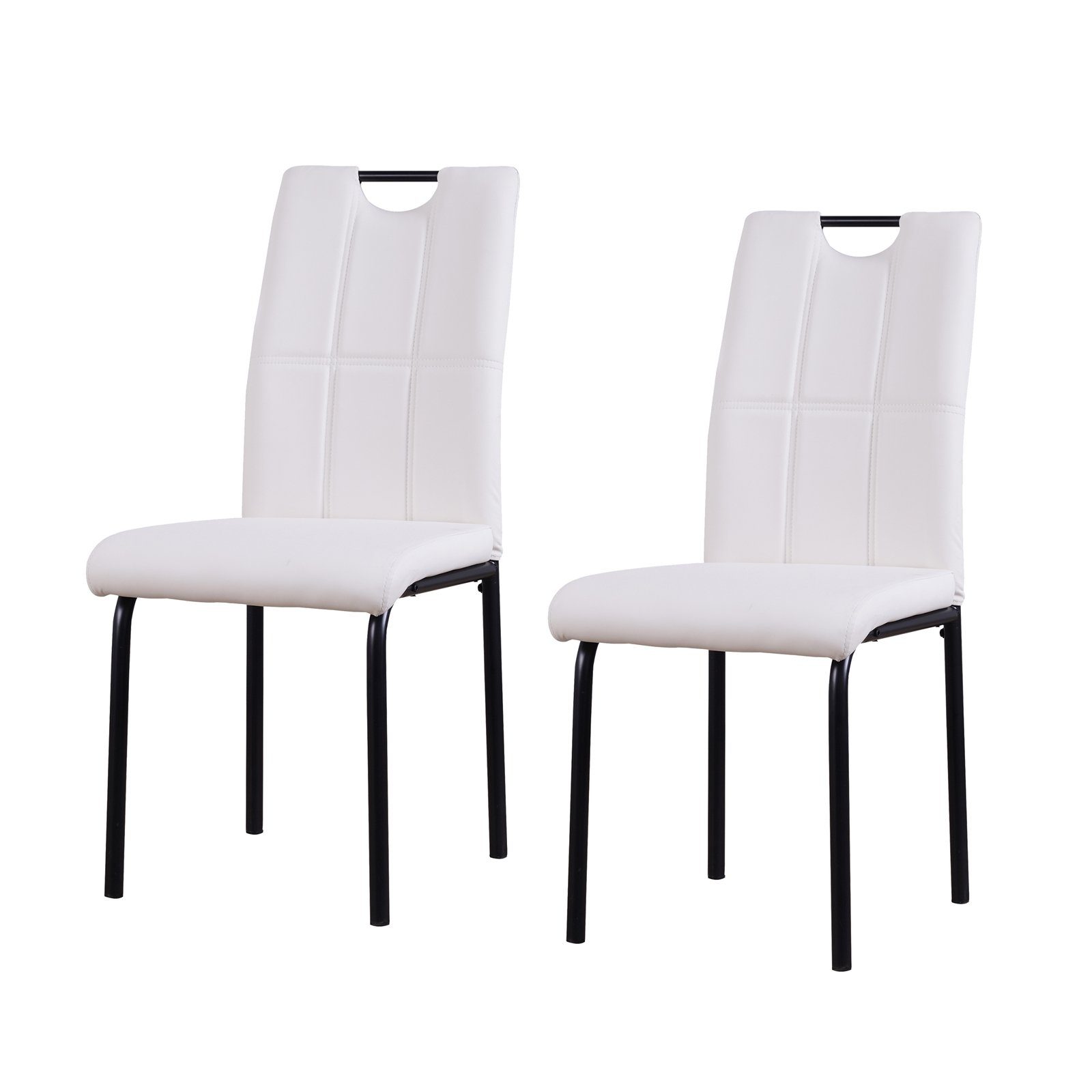 HTI-Living Esszimmerstuhl Stuhl Denton PU 2er-Set (Set, 2 St), Esszimmerstuhl Kunstleder Weiß | Stühle