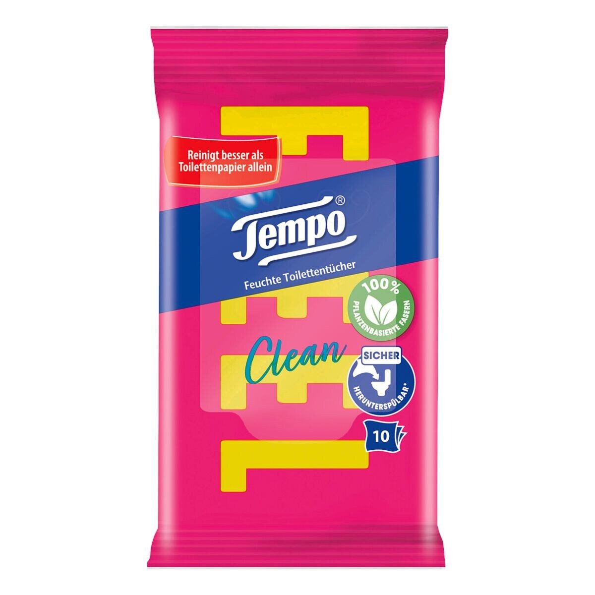 TEMPO feuchtes Toilettenpapier Feel, Travelpack mit 10 Tüchern, 1-lagig, weiß, mit Duft