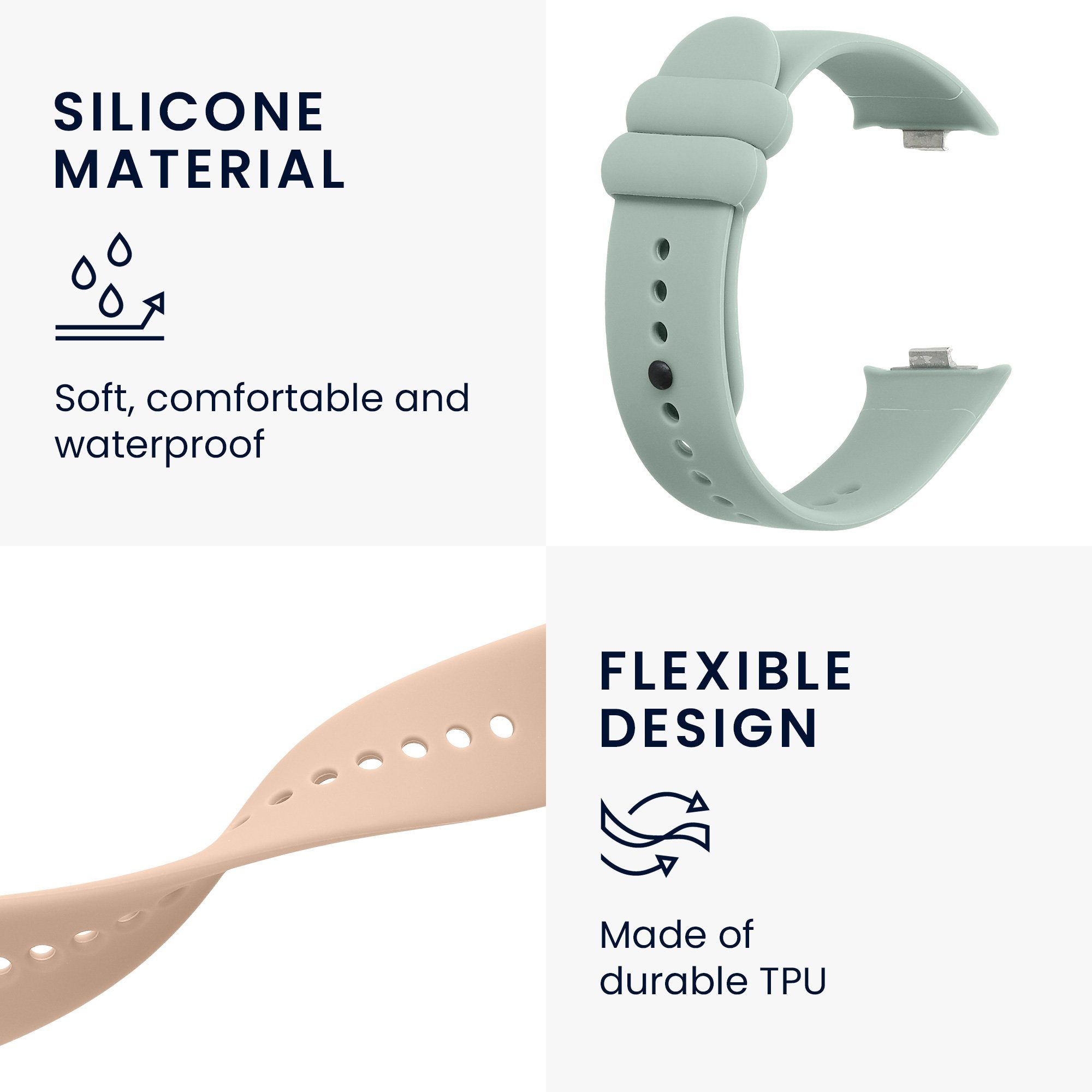 kwmobile Uhrenarmband 2x Sportarmband Band Mi Silikon TPU für Fitnesstracker Xiaomi Armband Pro, 8 Set