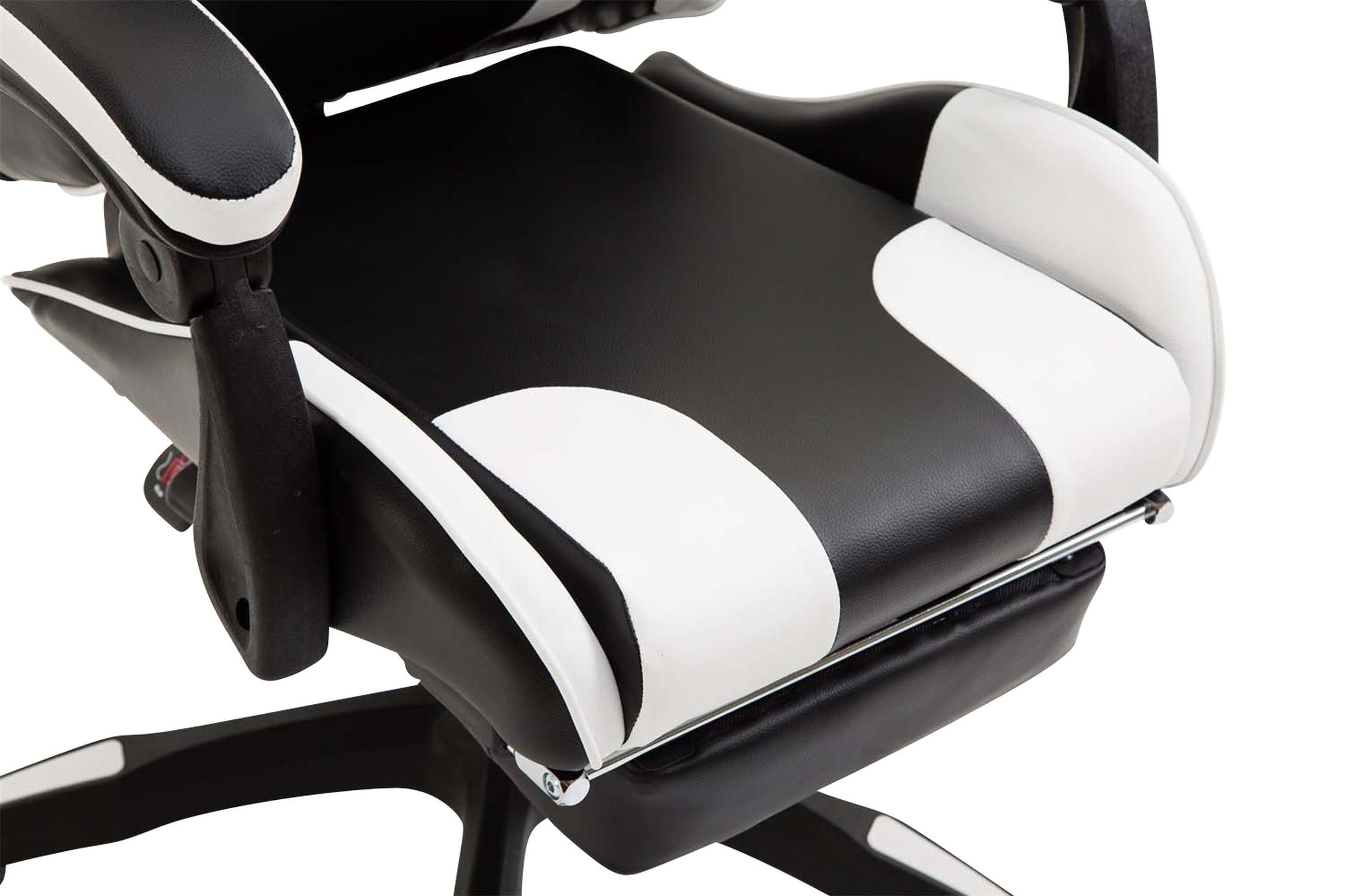 (Schreibtischstuhl, TPFLiving Rückenlehne höhenverstellbar bequemer Drehstuhl, schwarz Kunststoff drehbar Kunstleder Sitz: - Konferenzstuhl), Chefsessel, Gestell: mit Gaming-Stuhl India - schwarz/weiß und 360°