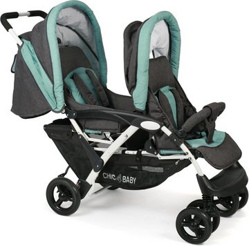 CHIC4BABY Geschwisterwagen Duo, melange mint, mit feststellbaren Doppelschwenk-Vorderrädern