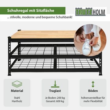 TRUTZHOLM Framepool mit Sitzbank 115x40x54 cm 600 kg Stecksystem aus Stahl / Hartholz (Komplett-Set)