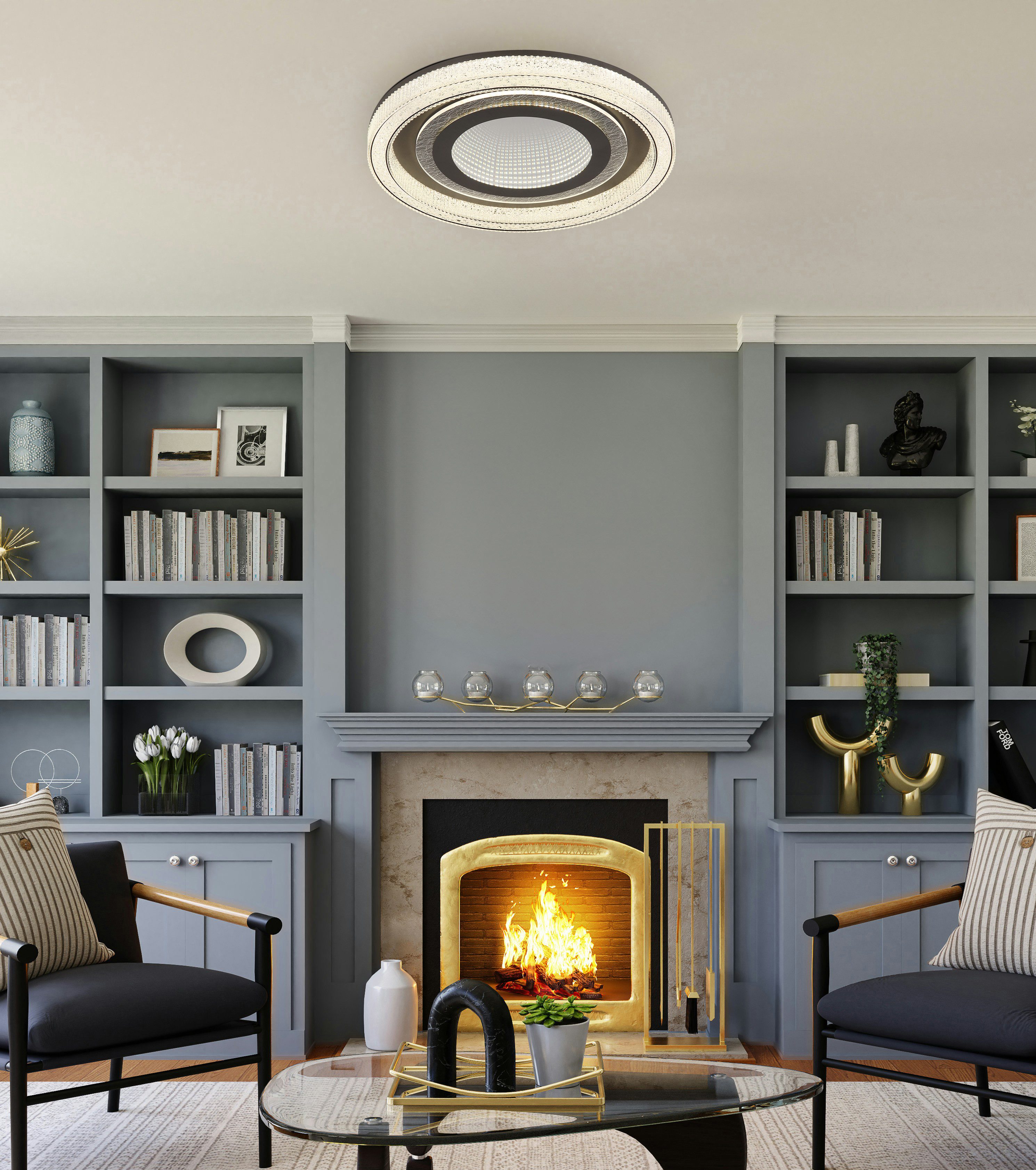 GLOBO LIGHTING LED Deckenleuchte ALSUNA, Dimmfunktion, Memoryfunktion, Nachtlichtfunktion, mehrere Helligkeitsstufen, LED fest integriert, Deckenlampe/rund/Wohnzimmer/Schlafzimmer/modern