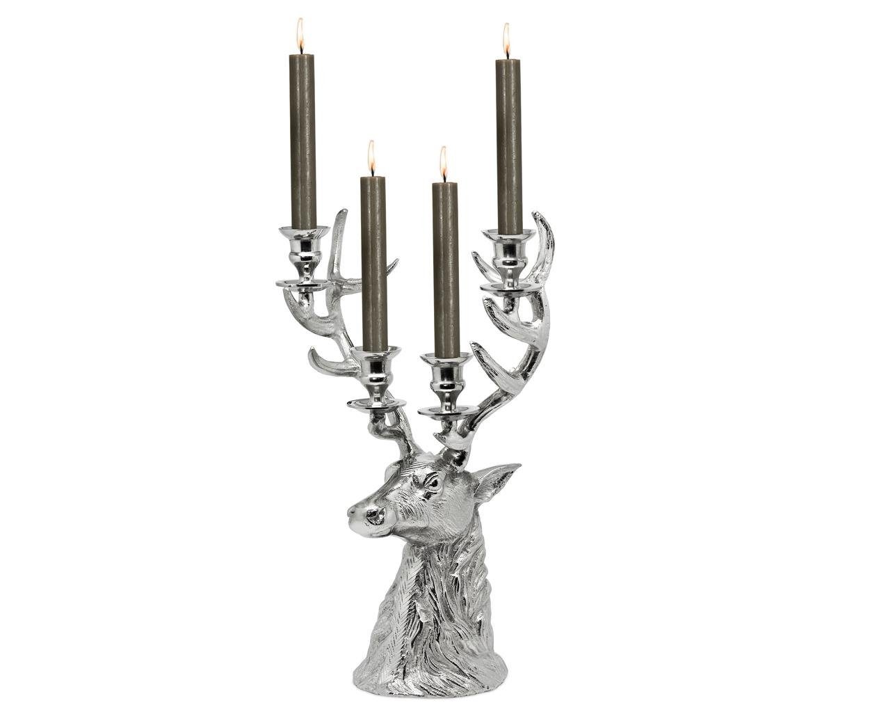 EDZARD Kerzenhalter Rentier, Silber-Optik, vernickelt, Hirsch-Motiv, günstig online kaufen