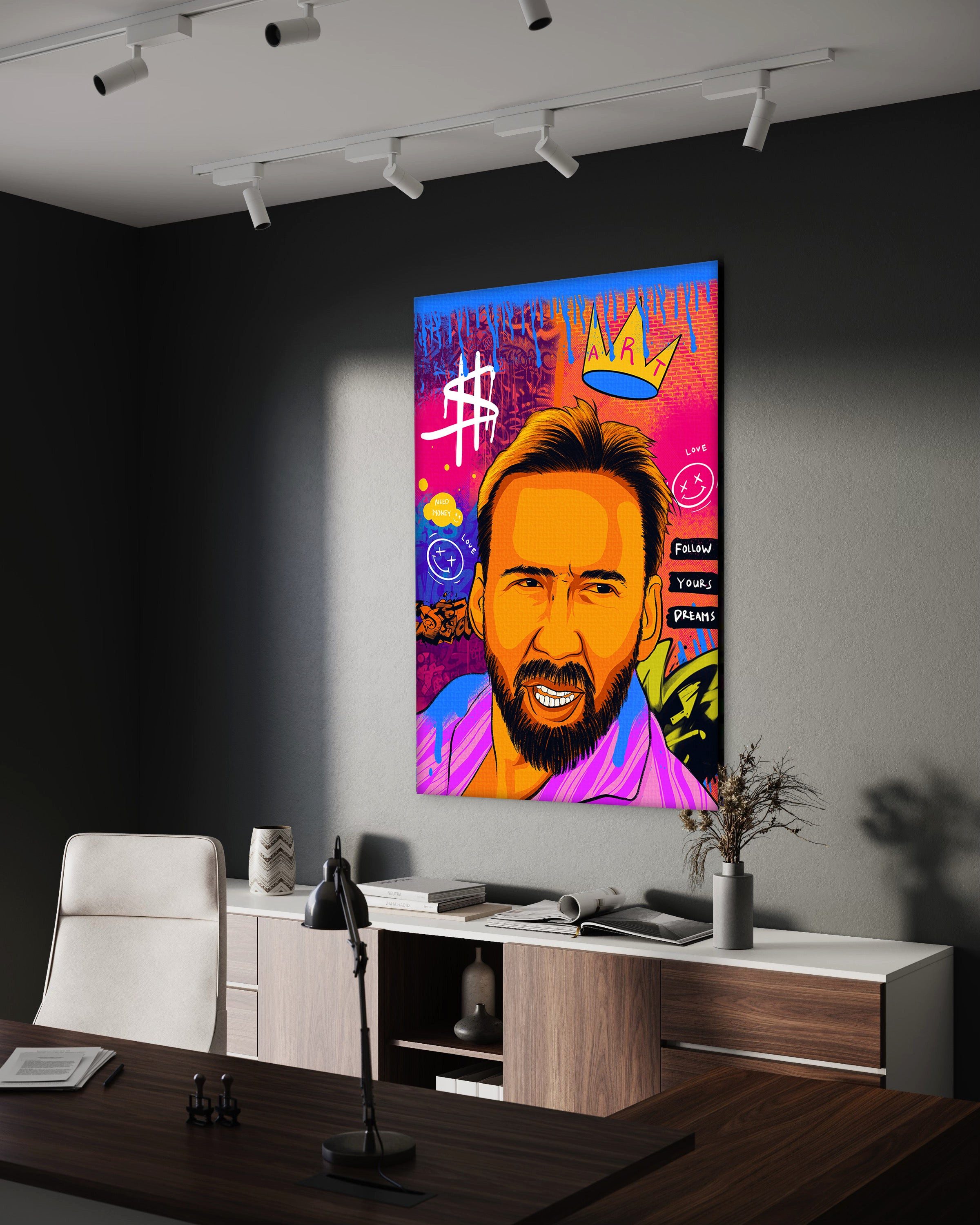 SimpleCanvas Wandbild Nicolas Pedro B - Leinwandbild Pop Art, Wandbild Pop Art, Portrait, Nicolas Pedro