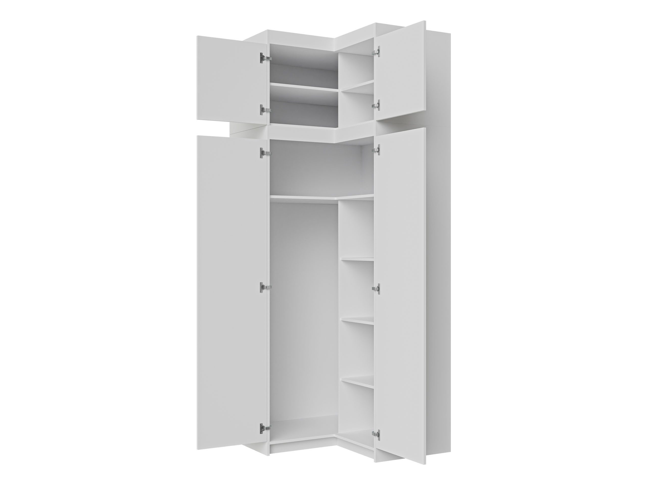 MIRJAN24 Kleiderschrank Elena 2D + Schrankaufsatz (mit vier Drehtüren) Kleiderstange, 98x98x246 cm – Bild 3 von 5
