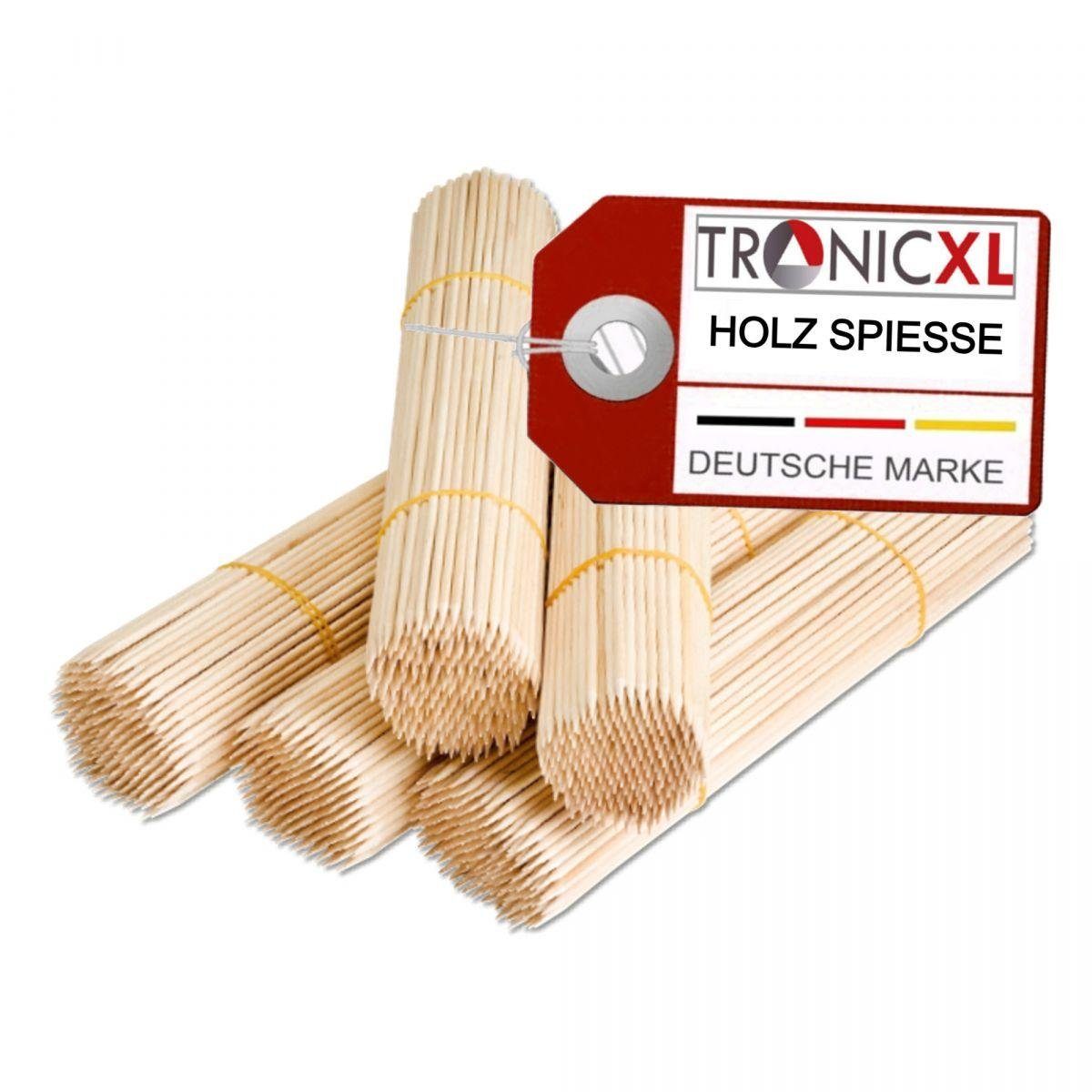 TronicXL Schaschlikspieße 1000x Holzspieß 20cmm Holzspiesse Grillspieße Spiesse Holz Spieße BBQ (Set, 1000-St), Einseitig spitz, einseitig stumpf, poliert, splitterfrei