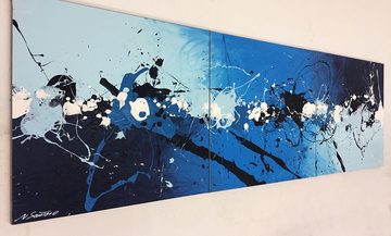 WandbilderXXL XXL-Wandbild Arctic Storm 210 x 70 cm, Abstraktes Gemälde, handgemaltes Unikat