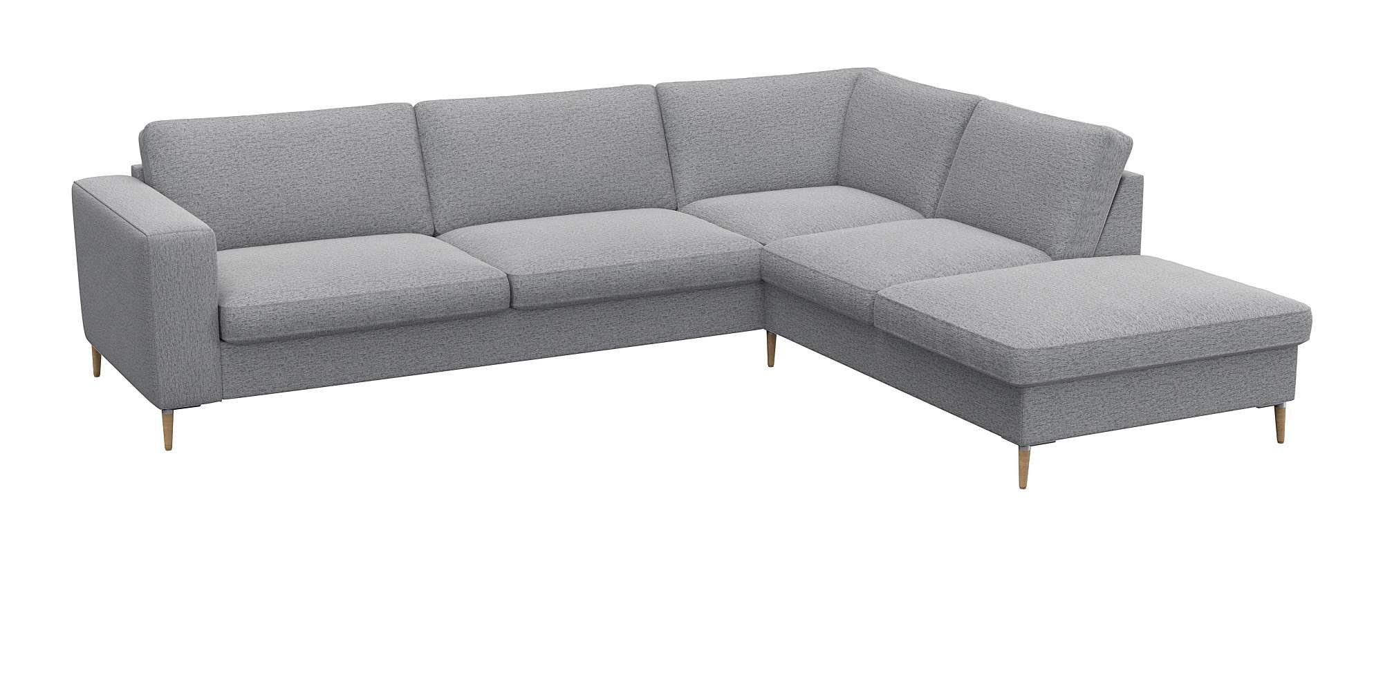 FLEXLUX Ecksofa Fiore, Sitzaufbau mit hochwertigem Kaltschaum für mehr Sitzkomfort, breite Armlehnen, L-Form, Füße Alu/Eiche