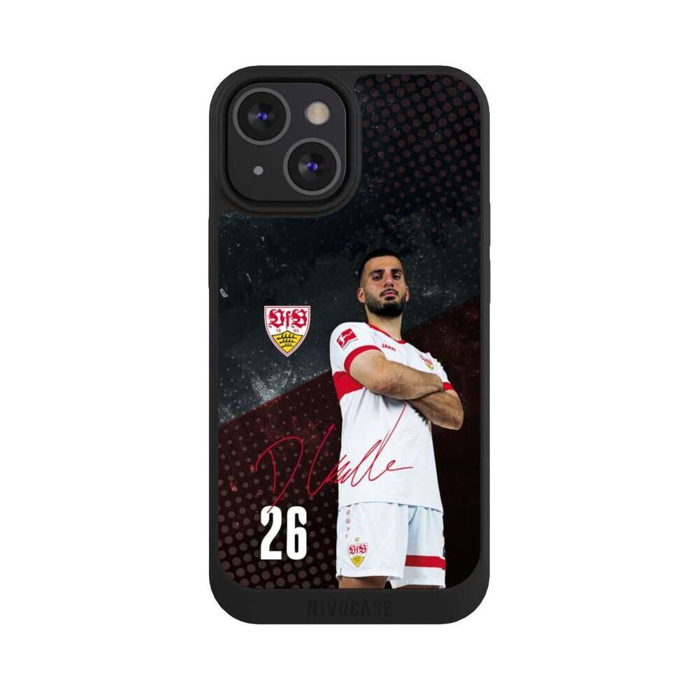 NIVOCASE Handyhülle VfB Stuttgart Deniz Undav Offizielles Lizenzprodukt Deniz Undav 24/25, Apple iPhone 13 Mini Handyhülle Hülle NIVOpure Case Schwarz