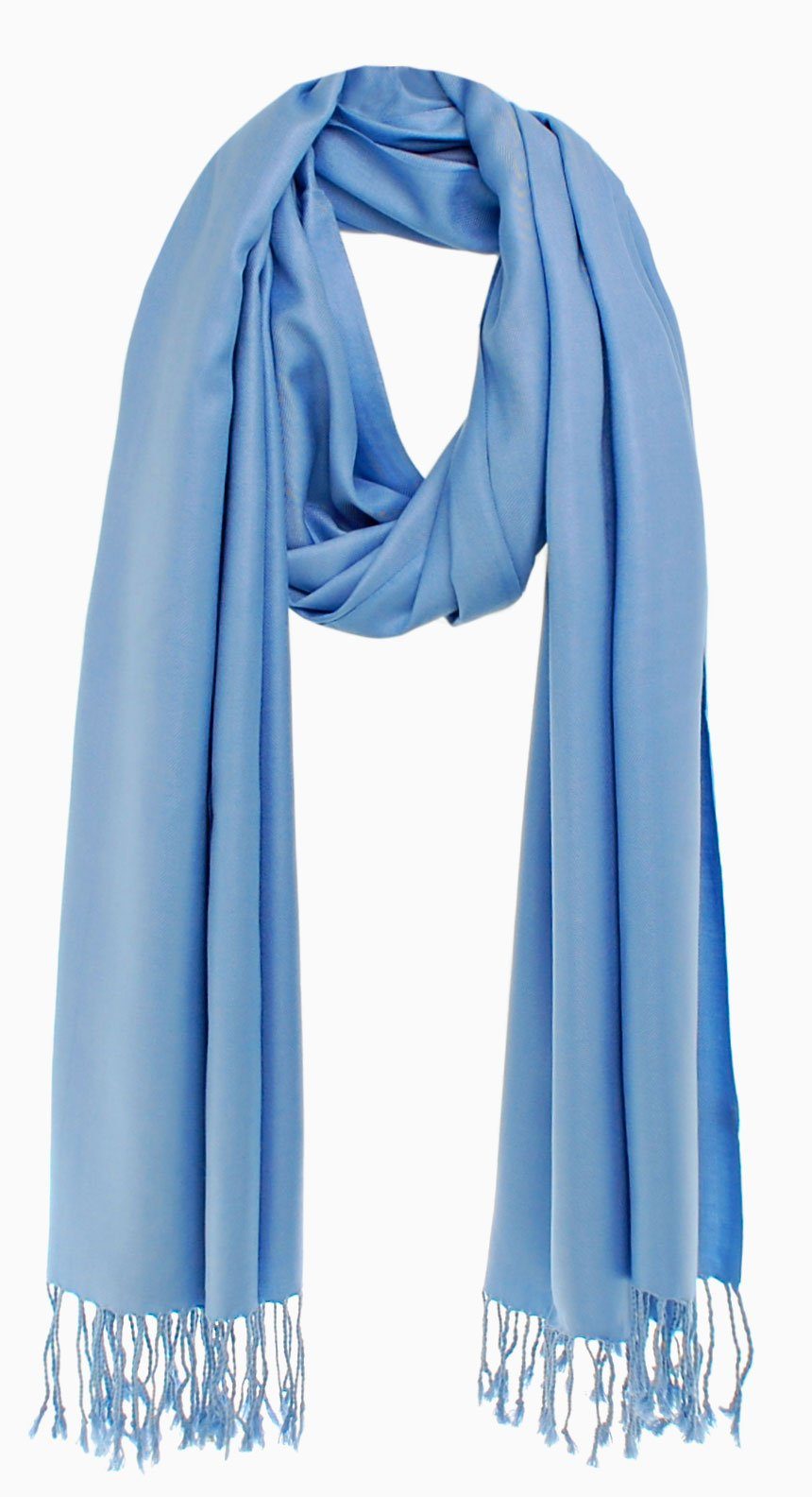 Bovari Schal Pashmina aus glänzend blau wie - / Damen-Schal XL - 200x70 weich Seide cm wie Premium Viskose Kaschmir -, 100% himmelblau