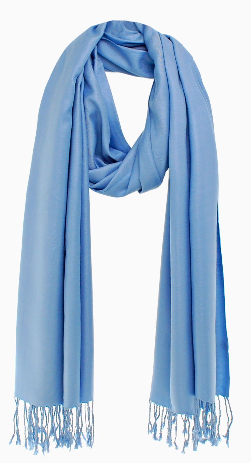 Bovari Schal Pashmina aus 100% Premium Viskose - weich wie Kaschmir -, glänzend wie Seide - 200x70 cm XL Damen-Schal blau / himmelblau