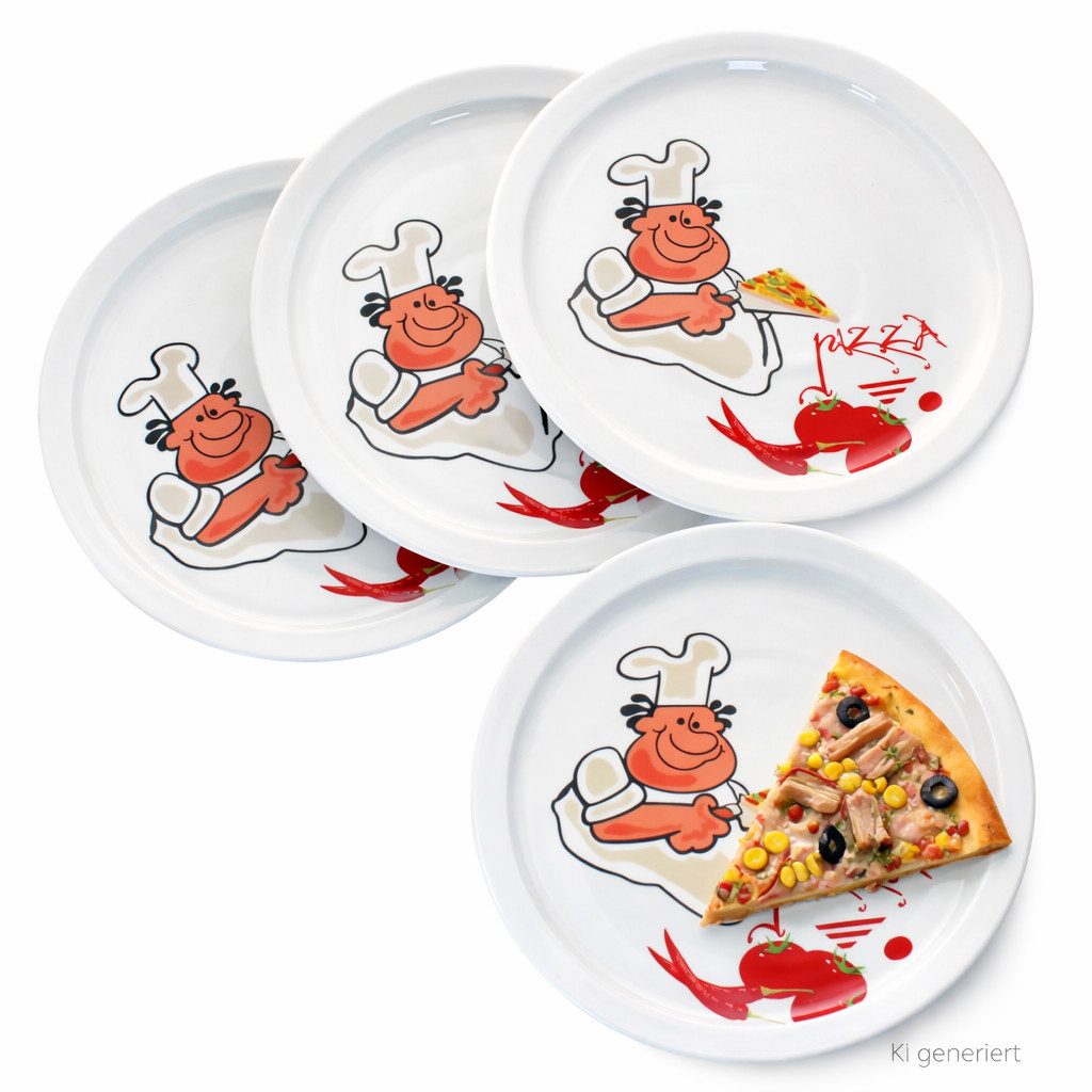 MamboCat Pizzateller 4er Set Alberto Pizzateller Ø30,5cm 4 Personen XL-Teller Platte groß