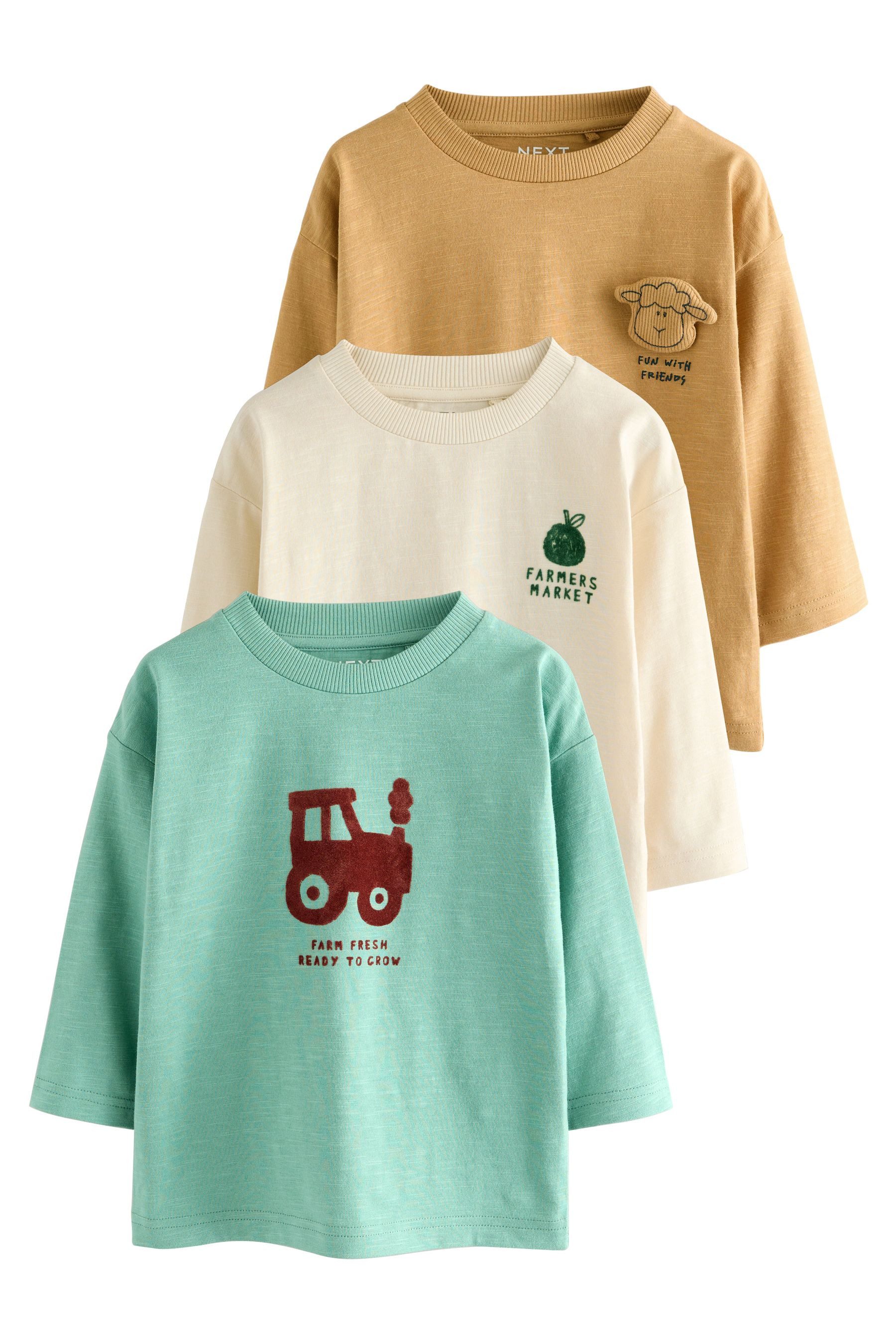 Next Langarmshirt 3er-Pack T-Shirts mit Grafik-Print günstig online kaufen