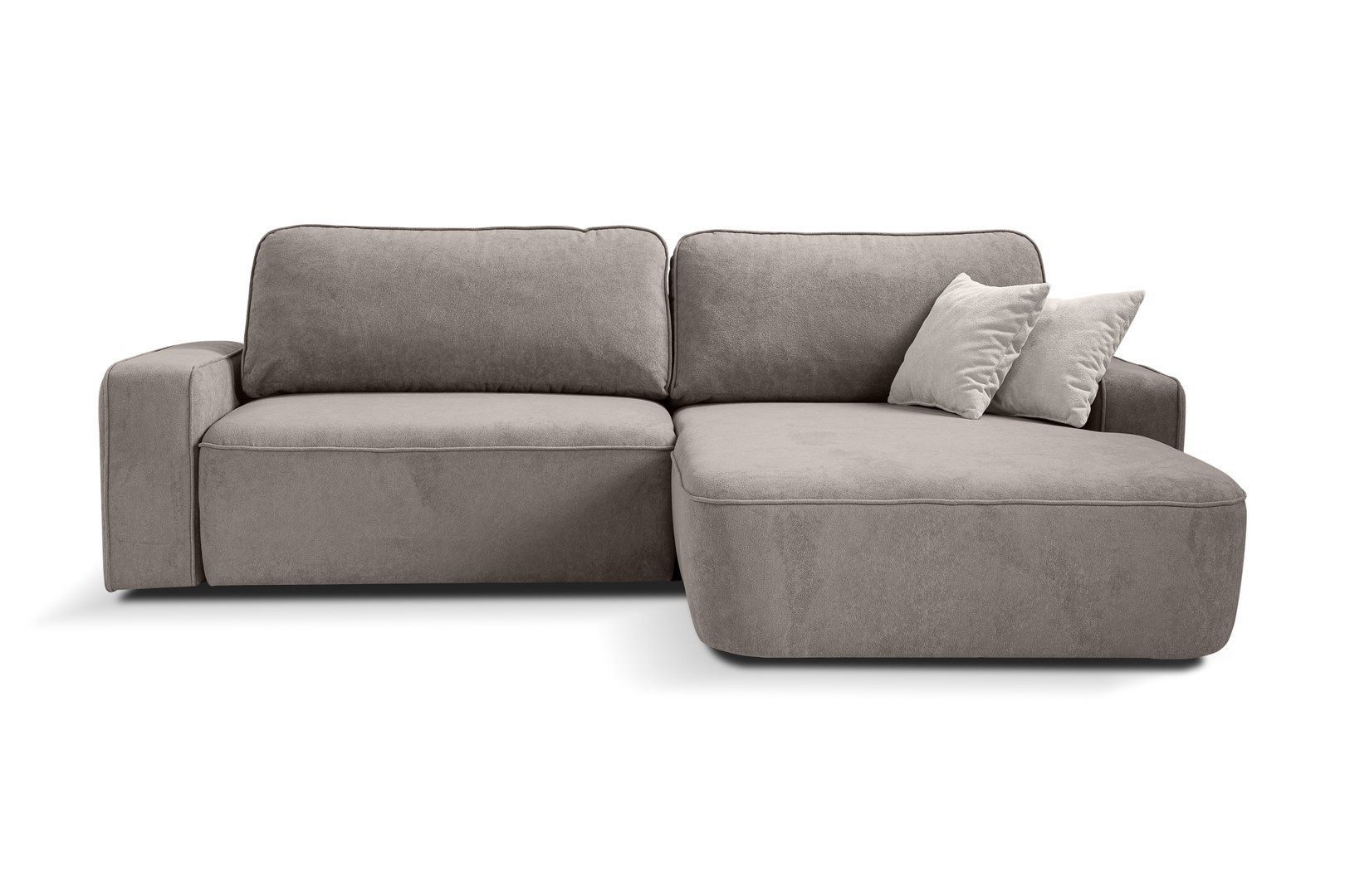 Beautysofa Ecksofa TORRE mit Schlaffunktion und Bettkasten, in modischem, elegantem Dunkelbeige, Liegefläche: 120 x 220 cm