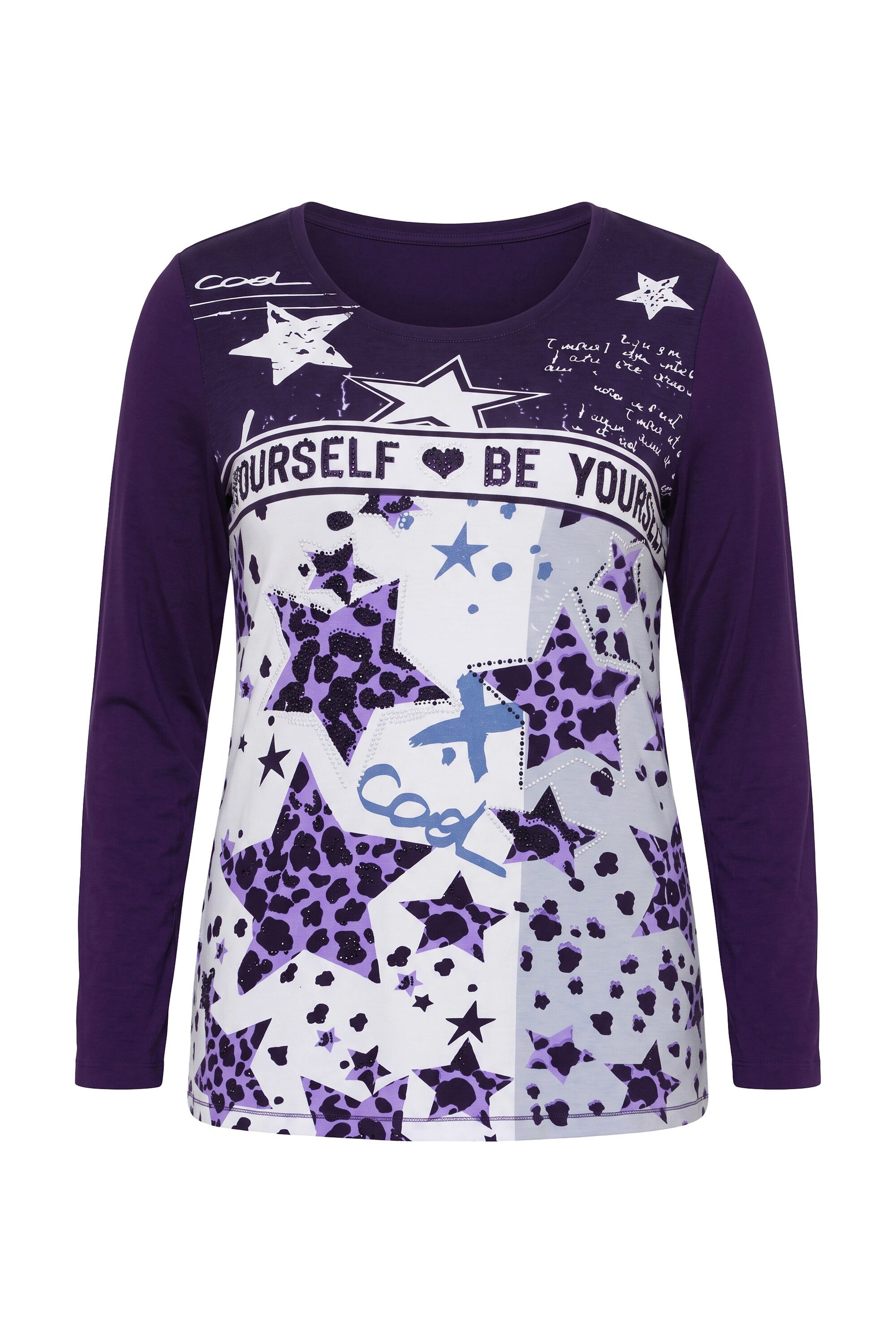 MIAMODA T-Shirt Langarmshirt Komfort Fit Sterne Glitzersteinchen – Bild 2 von 3