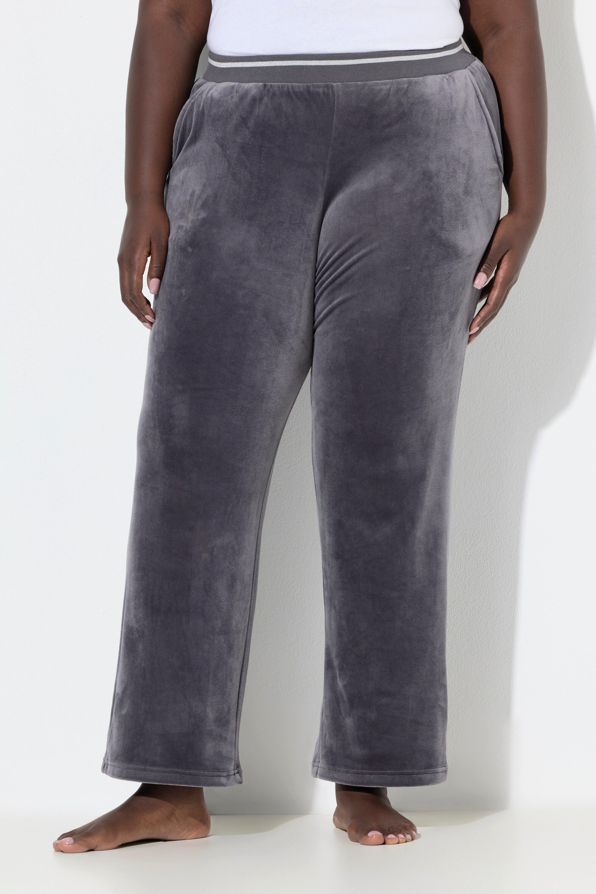 Homewearhose Homewear-Nickihose Rippbund gerades Bein