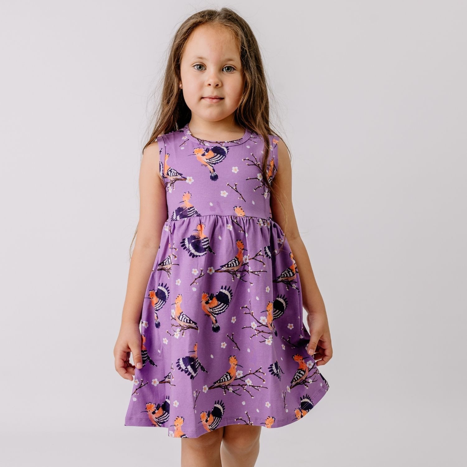 Walkiddy Jerseykleid Walkiddy Vögel Kinder Bio Baumwolle GOTS Lila - Bio Baumwolle,GOTS, Kinderbekleidung,nachhaltige Klamotten,Shorts