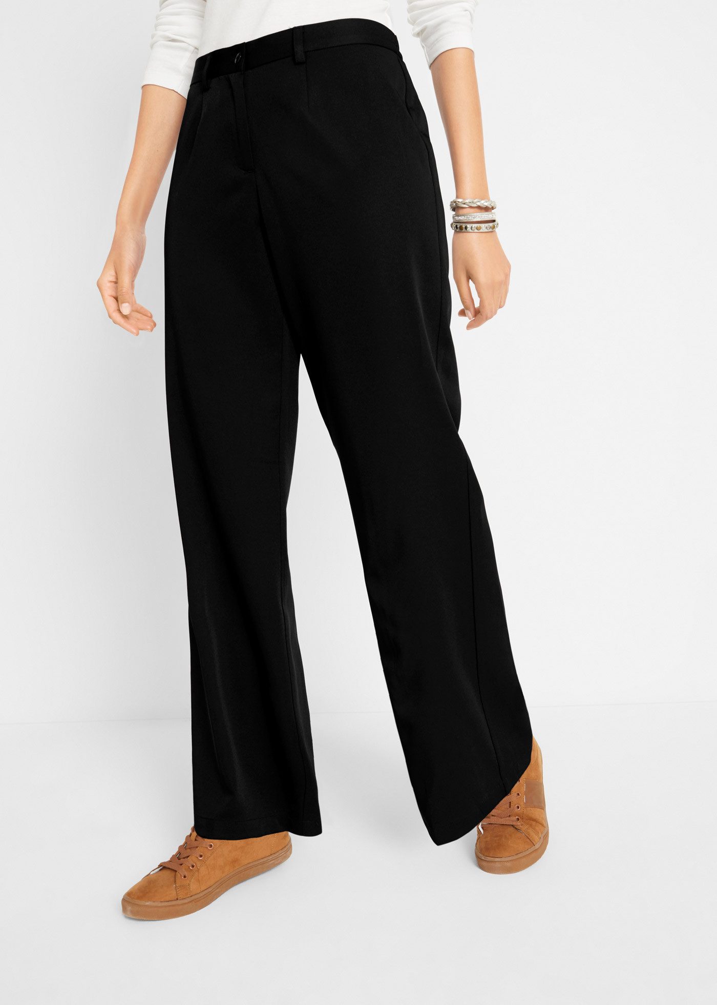bonprix Marlene-Hose mit weitem Bein, Bügelfalte und bequemem Bund