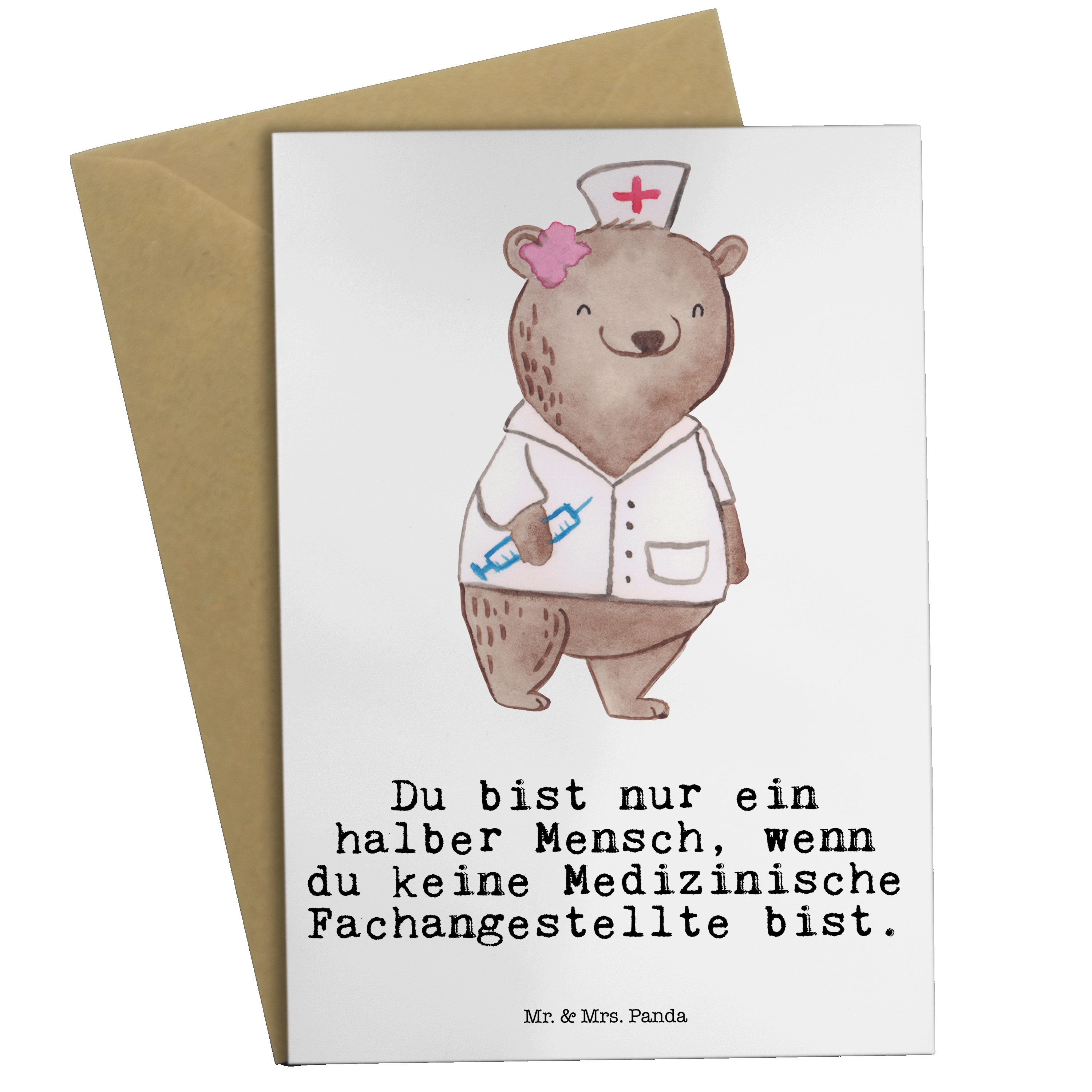 Mr. & Mrs. Panda Grußkarte Medizinische Fachangestellte mit Herz - Weiß - Geschenk, Kollege, Arz