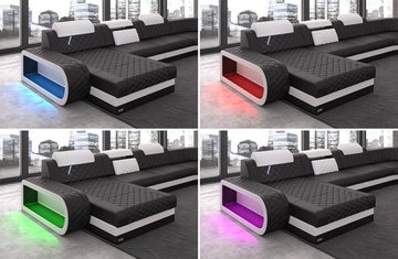Sofa Dreams Wohnlandschaft »Berlin H - U Form Stoffsofa«, mit LED, wahlweise mit Bettfunktion als Schlafsofa, Designersofa