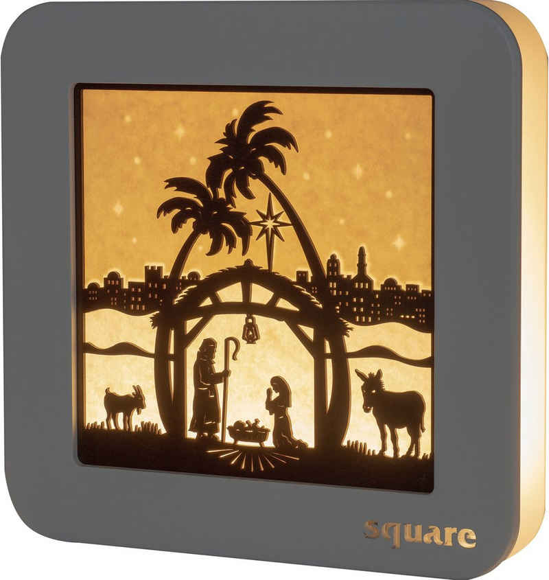 Weigla LED-Bild Square - Standbild Christi Geburt, Weihnachtsdeko, (1 St), mit Timer