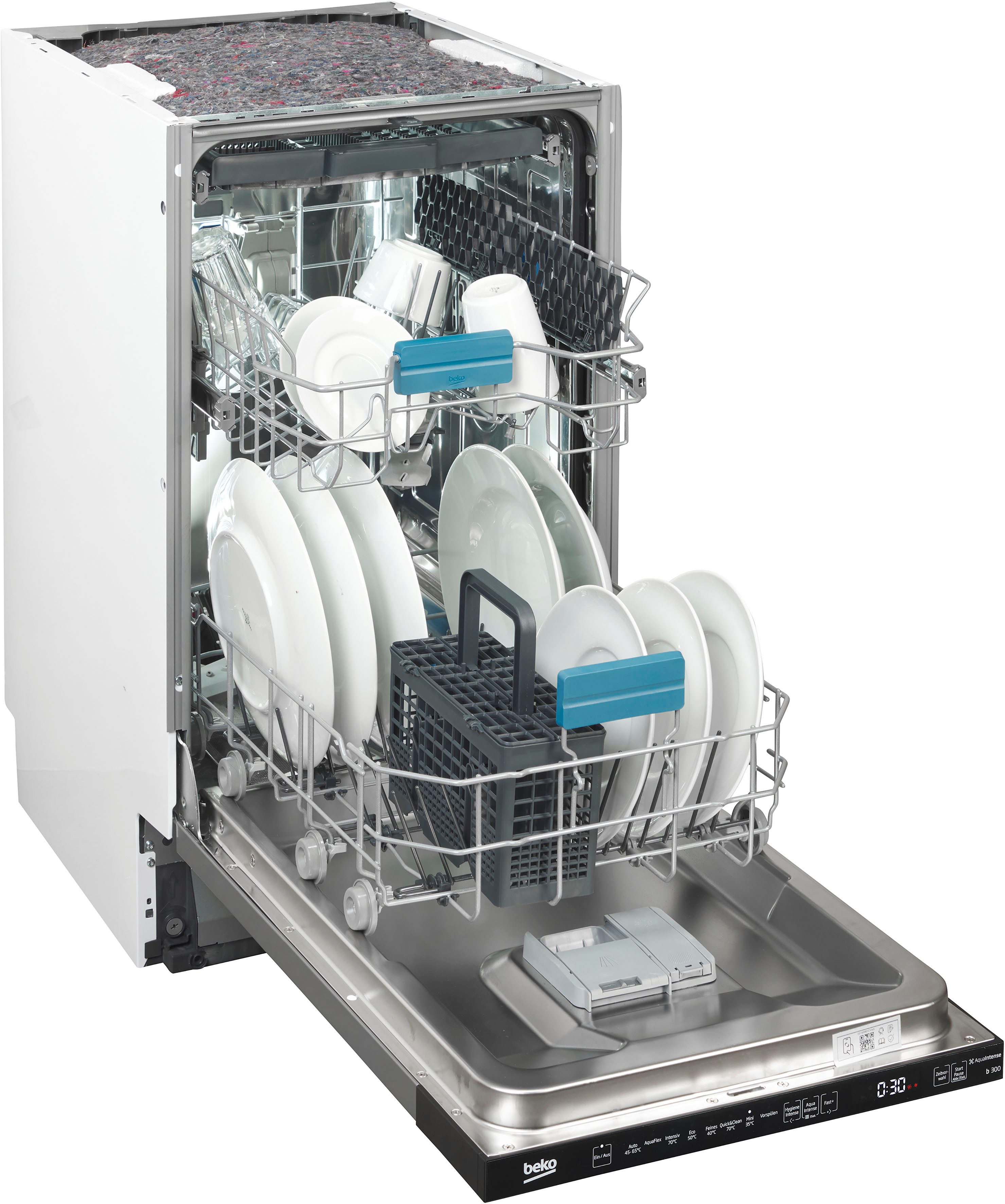 BEKO vollintegrierbarer Geschirrspüler BDIS38120Q 7641701635, 11 Maßgedecke, Doppelt gut organisiert – inklusive Besteckschublade und Besteckkorb