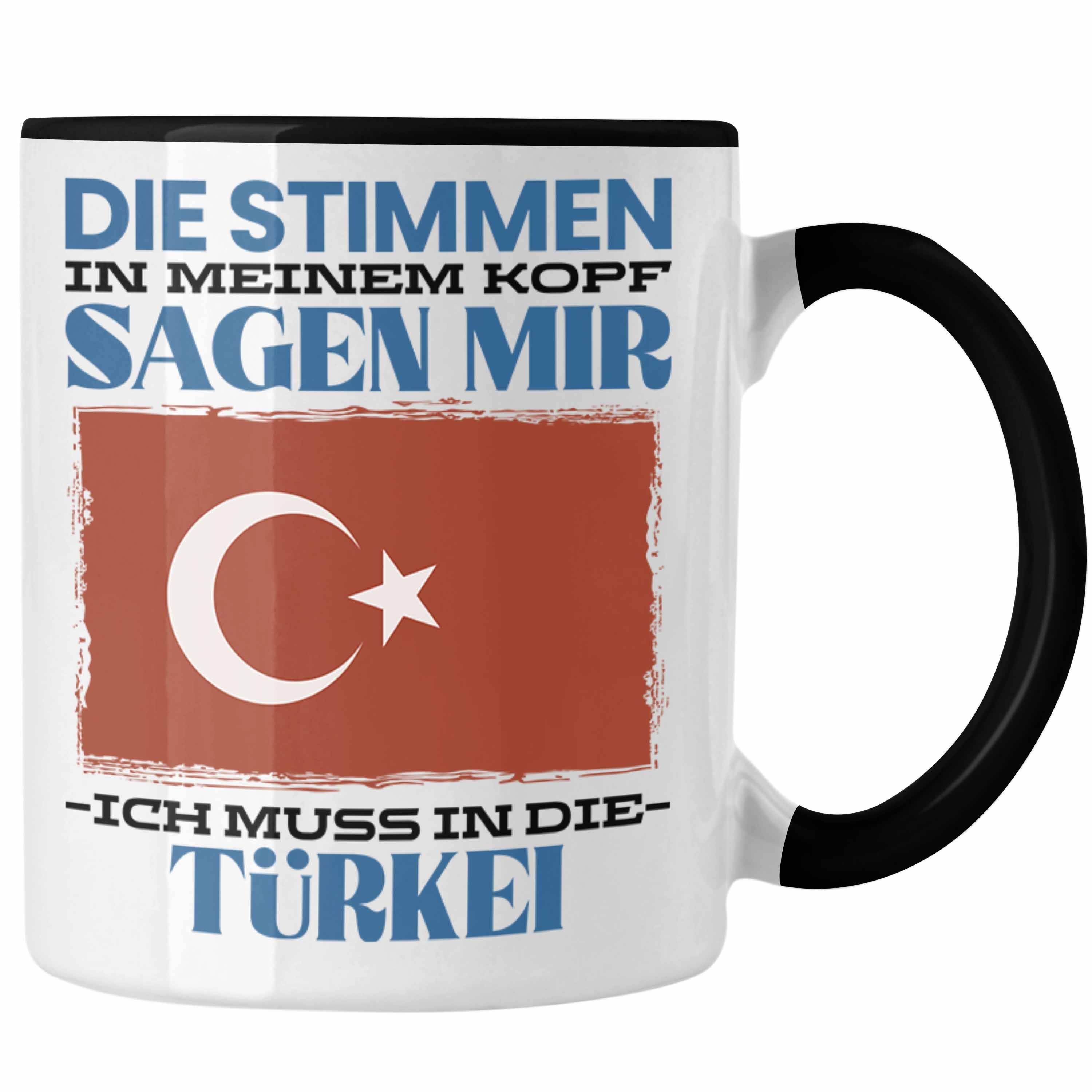 Trendation Tasse Türkei Tasse Urlaub Heimat Geschenk Spruch Türke Geschenkidee Schwarz